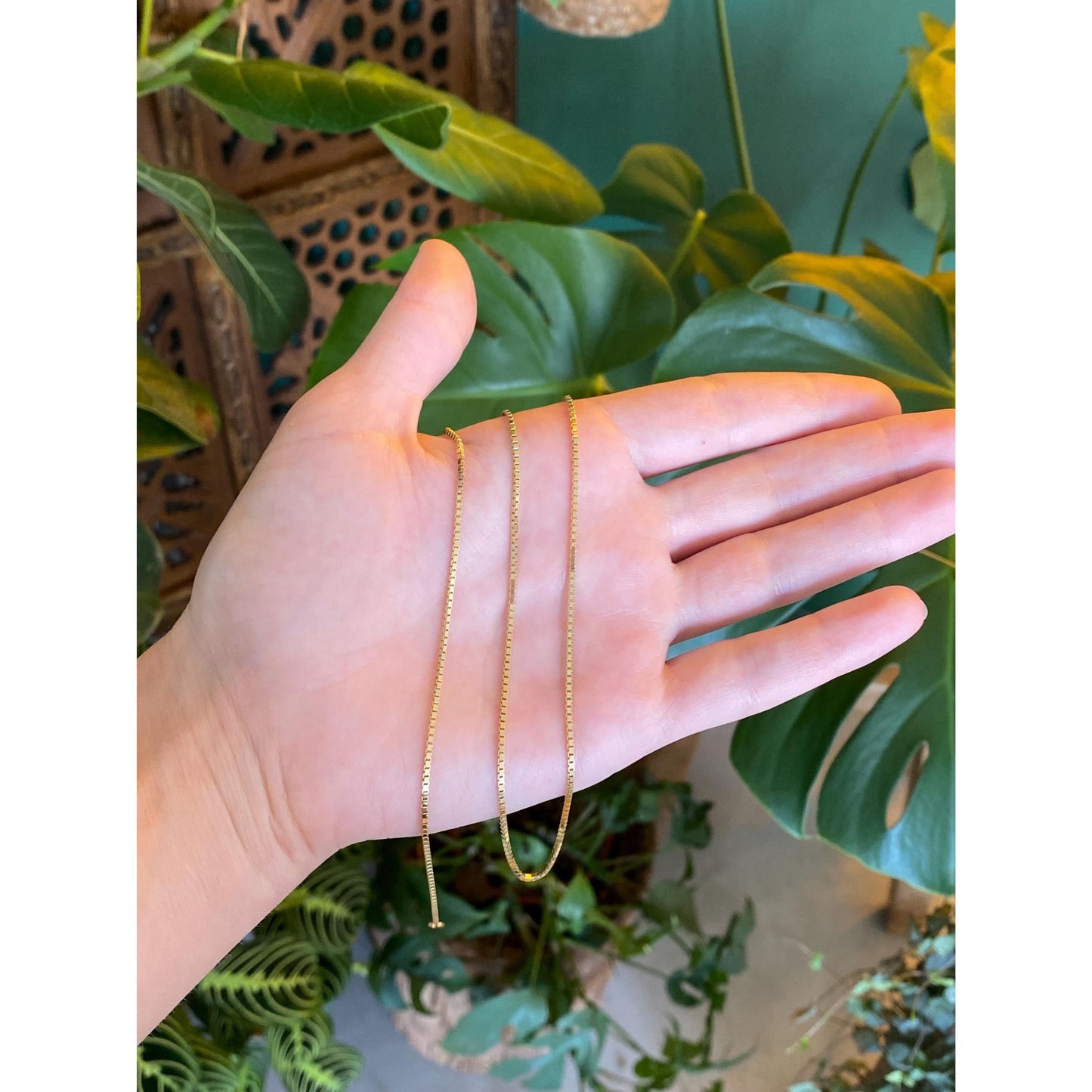 Vintage Solid 14k Yellow Gold Box Chain Necklace - 24.75 inches