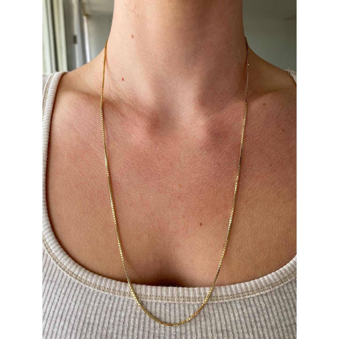 Vintage Solid 14k Yellow Gold Box Chain Necklace - 24.75 inches