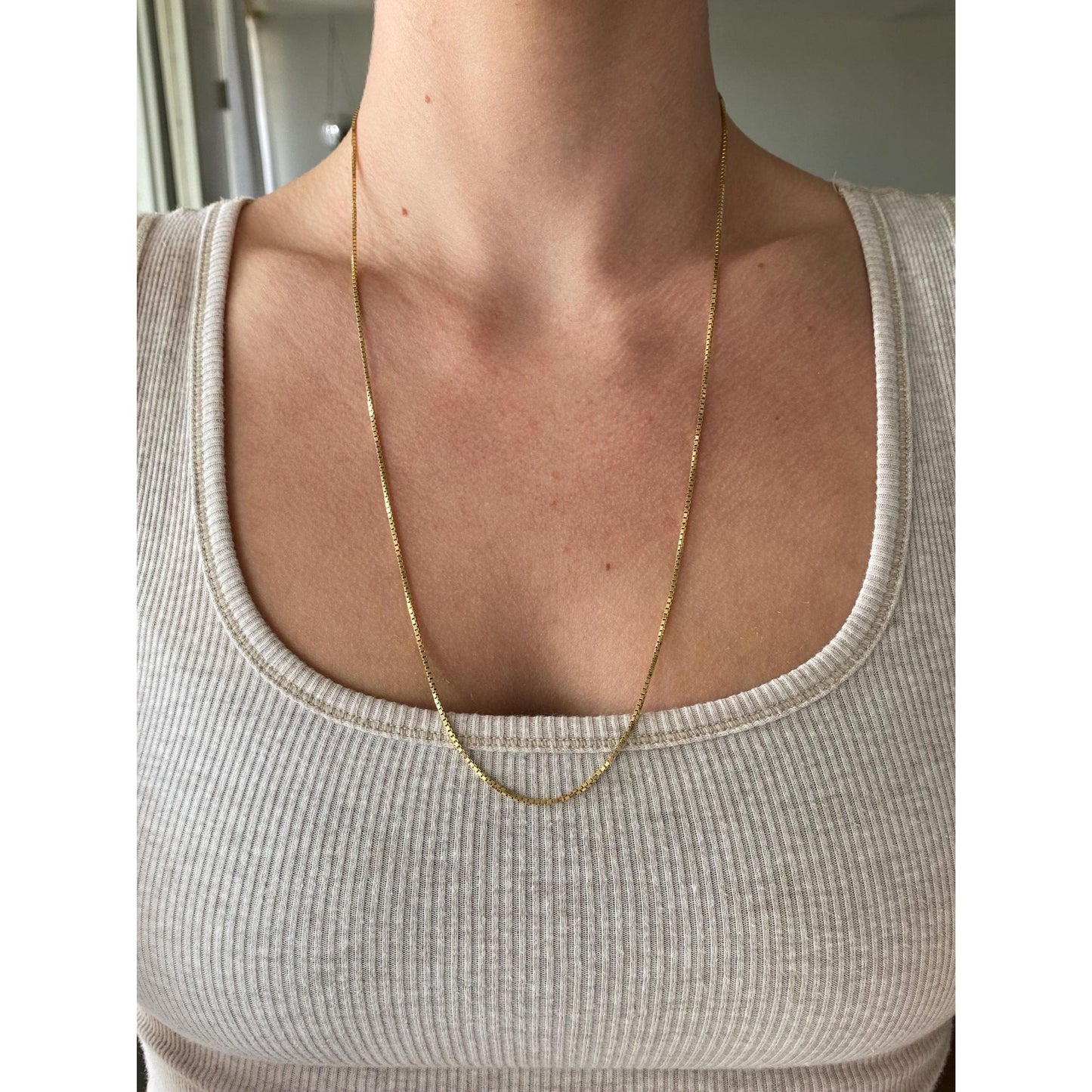 Vintage Solid 14k Yellow Gold Box Chain Necklace - 24.75 inches