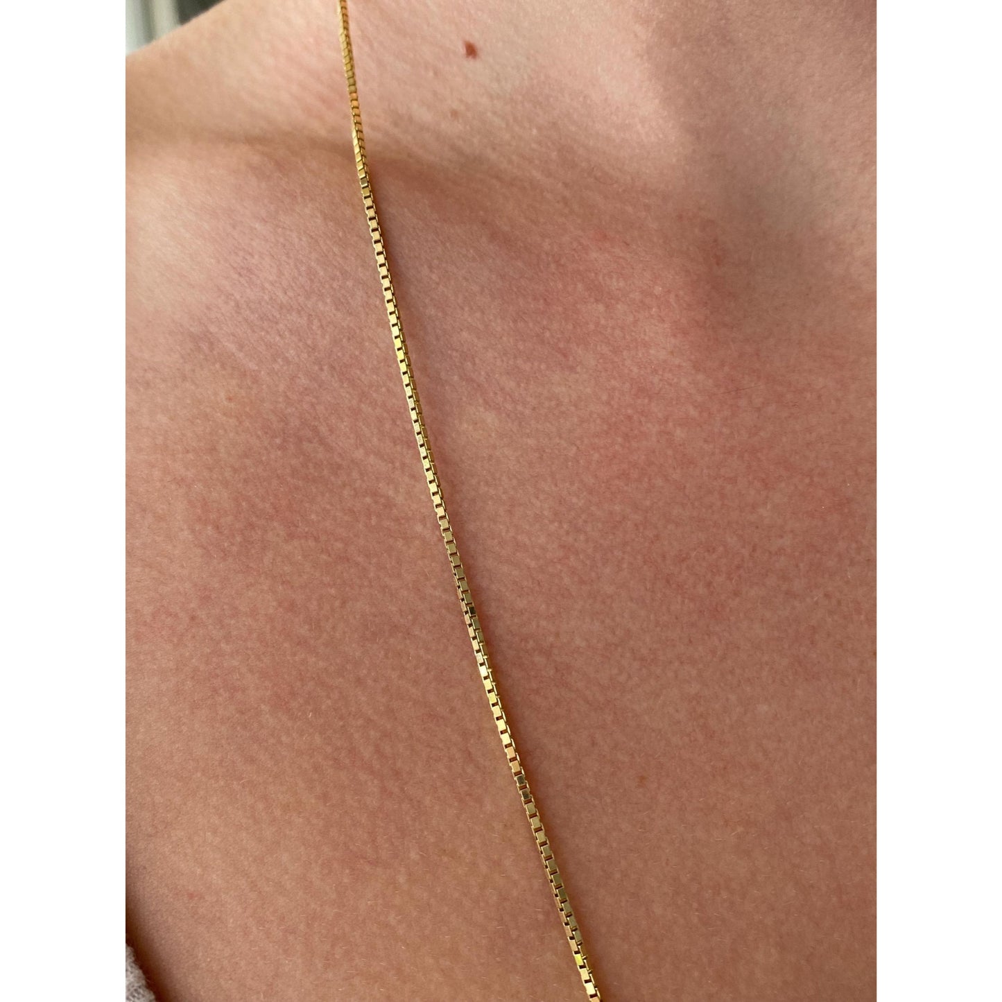 Vintage Solid 14k Yellow Gold Box Chain Necklace - 24.75 inches