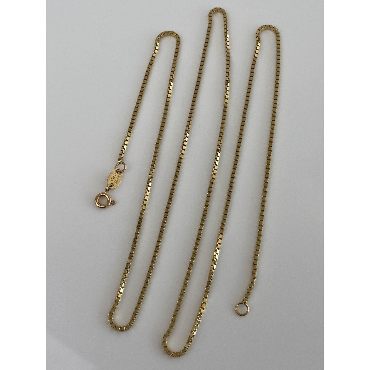 Vintage Solid 14k Yellow Gold Box Chain Necklace - 24.75 inches