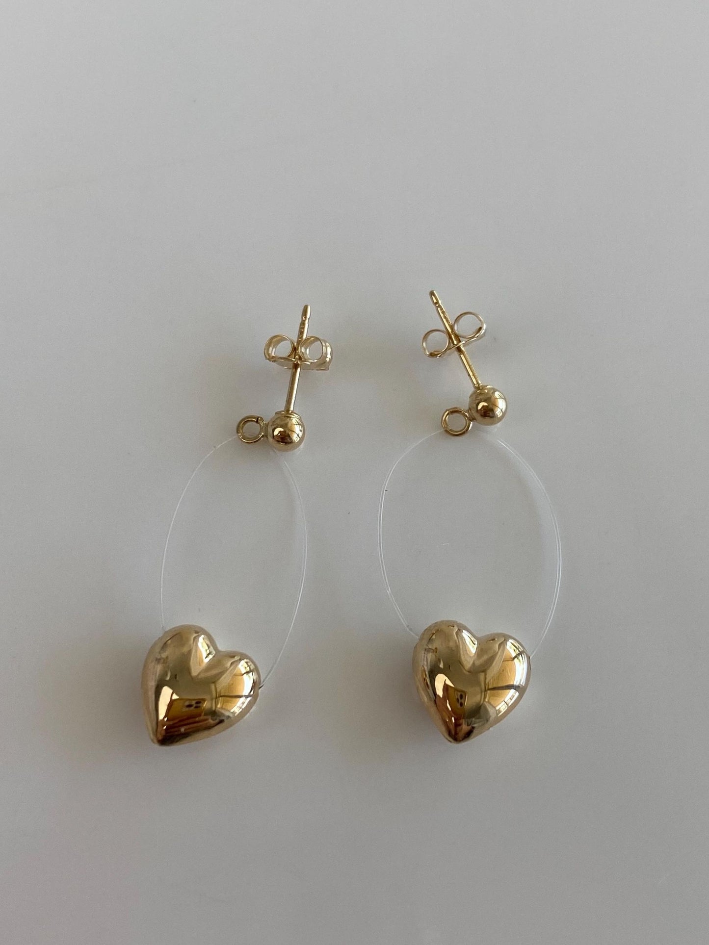 Vintage 14k Heart Dangle Stud Earrings