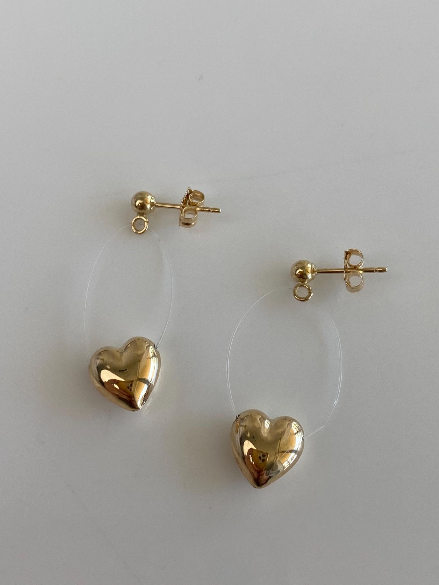 Vintage 14k Heart Dangle Stud Earrings