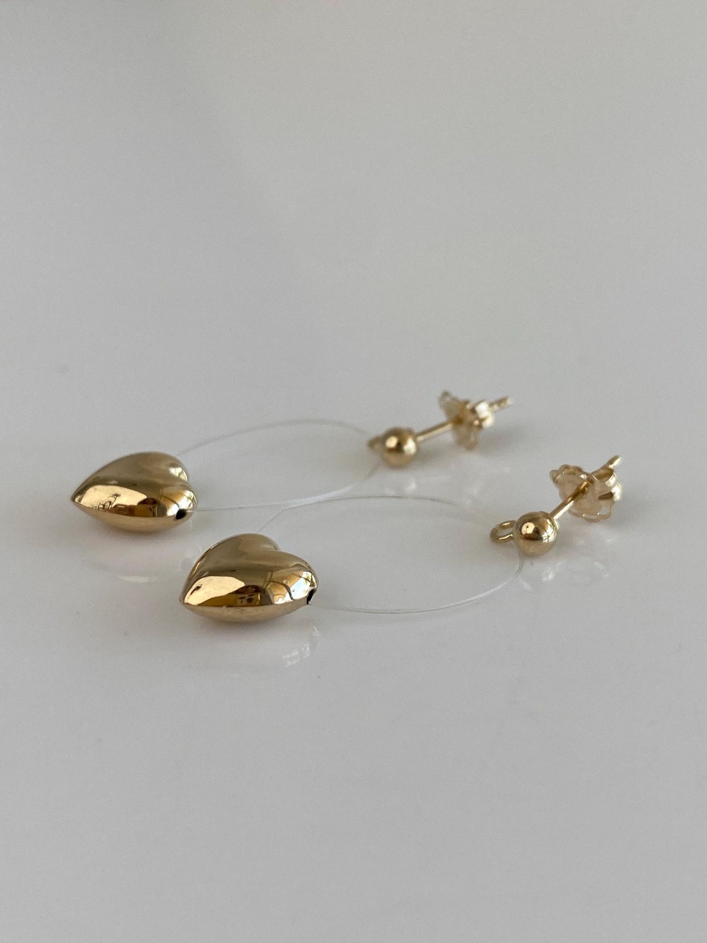 Vintage 14k Heart Dangle Stud Earrings