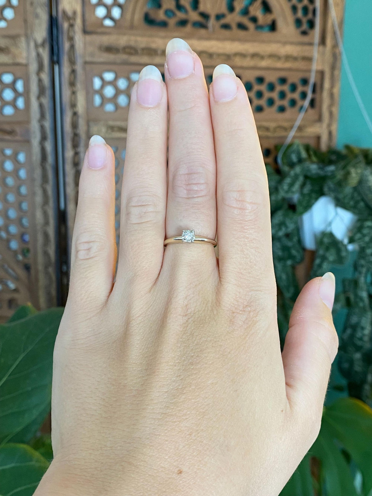 Vintage Solid 14k White & Yellow Gold Diamond Ring - Size 6