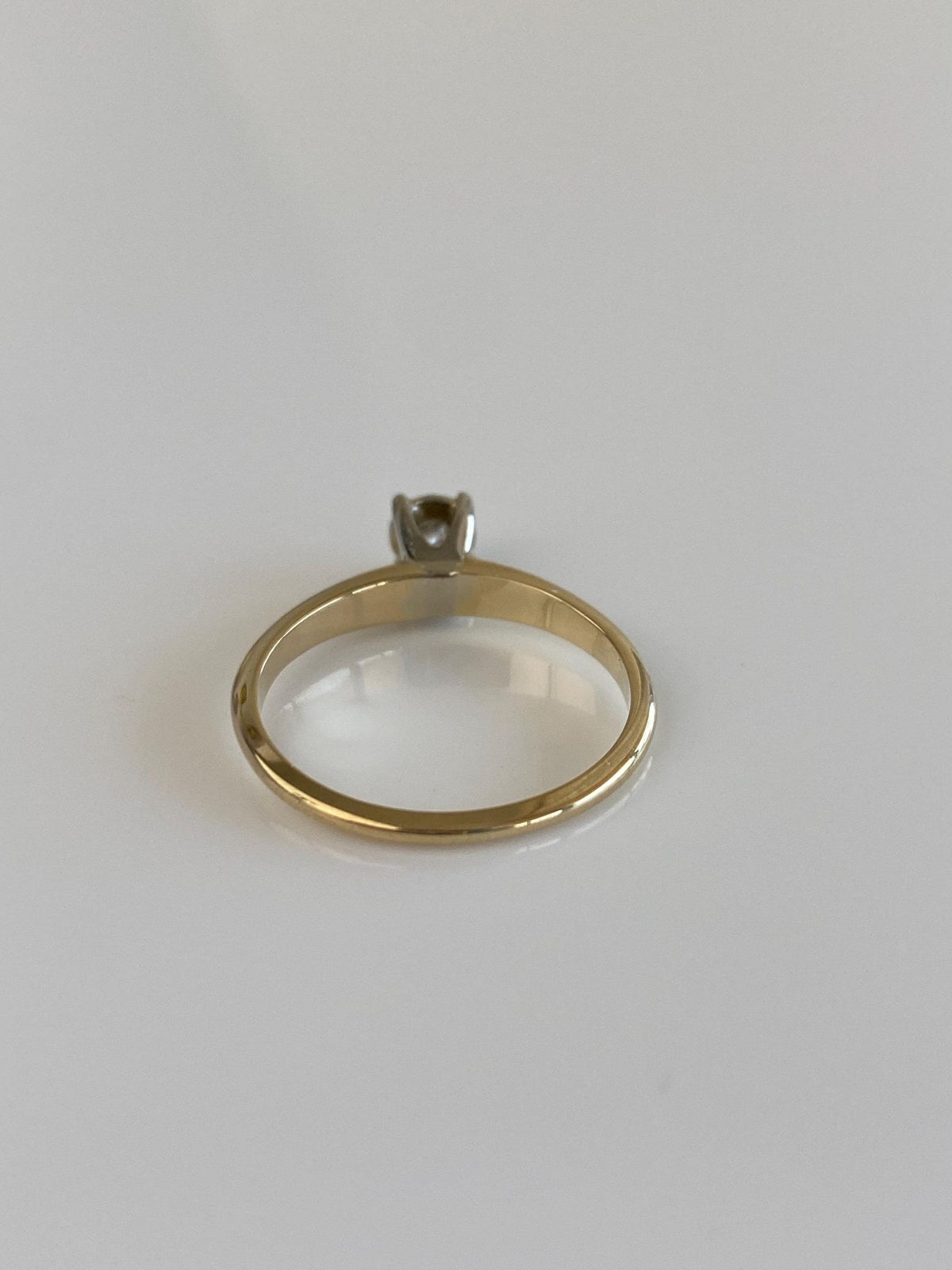 Vintage Solid 14k White & Yellow Gold Diamond Ring - Size 6