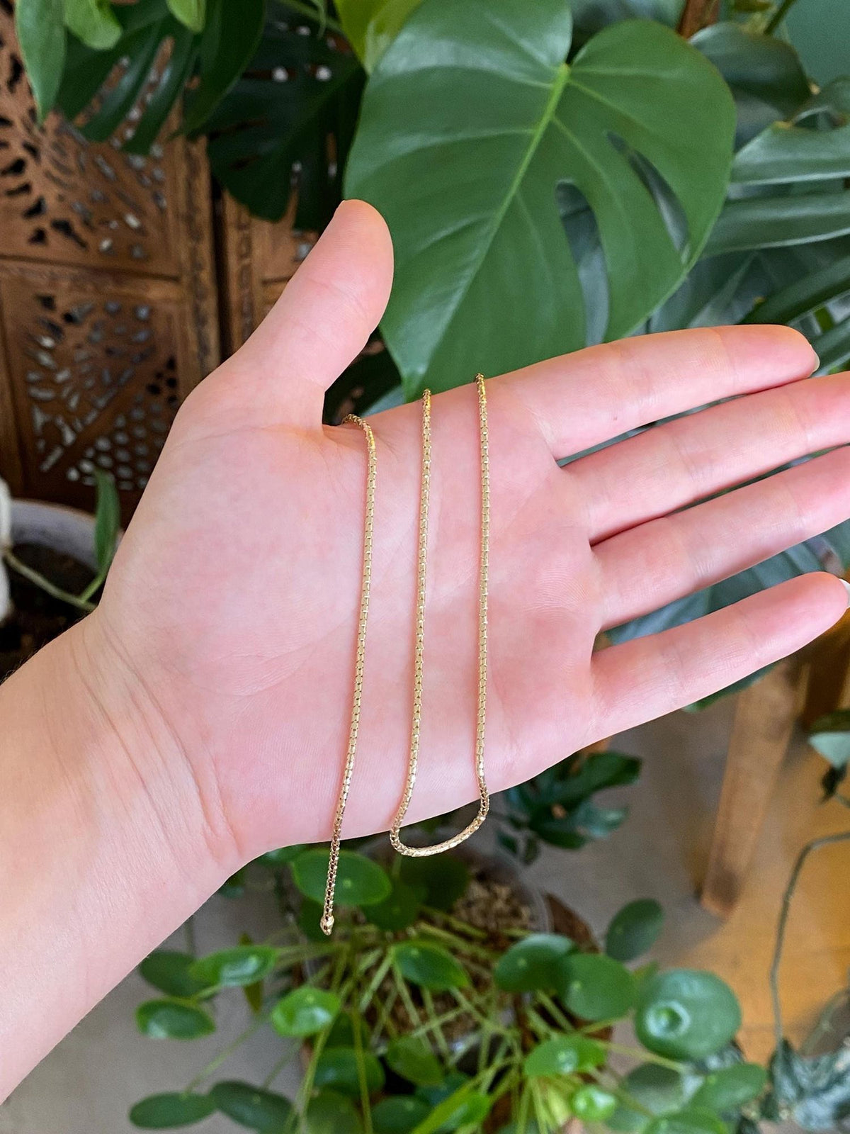Vintage 14k Yellow Gold Rounded Fancy Chain Necklace -  16.75 inches