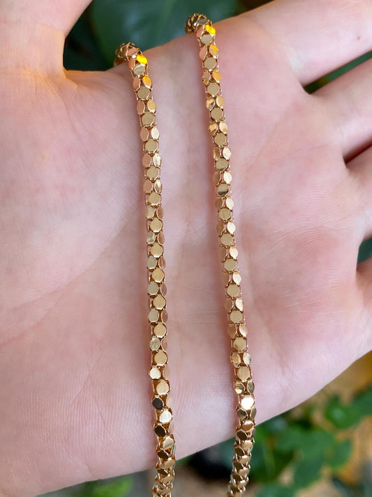 Vintage 18k Yellow Gold Popcorn Chain Necklace - 19 inches