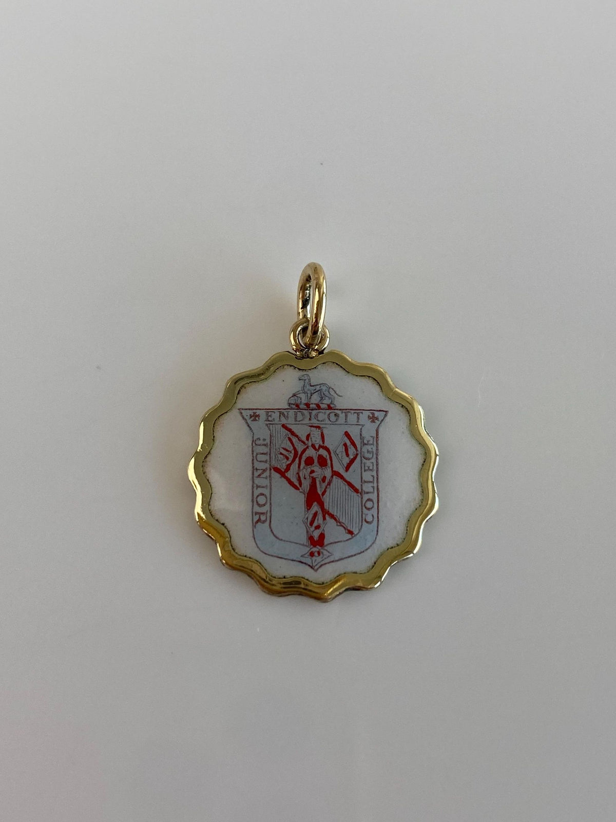 Vintage Solid 14k Yellow Gold Enamel Junior College Charm