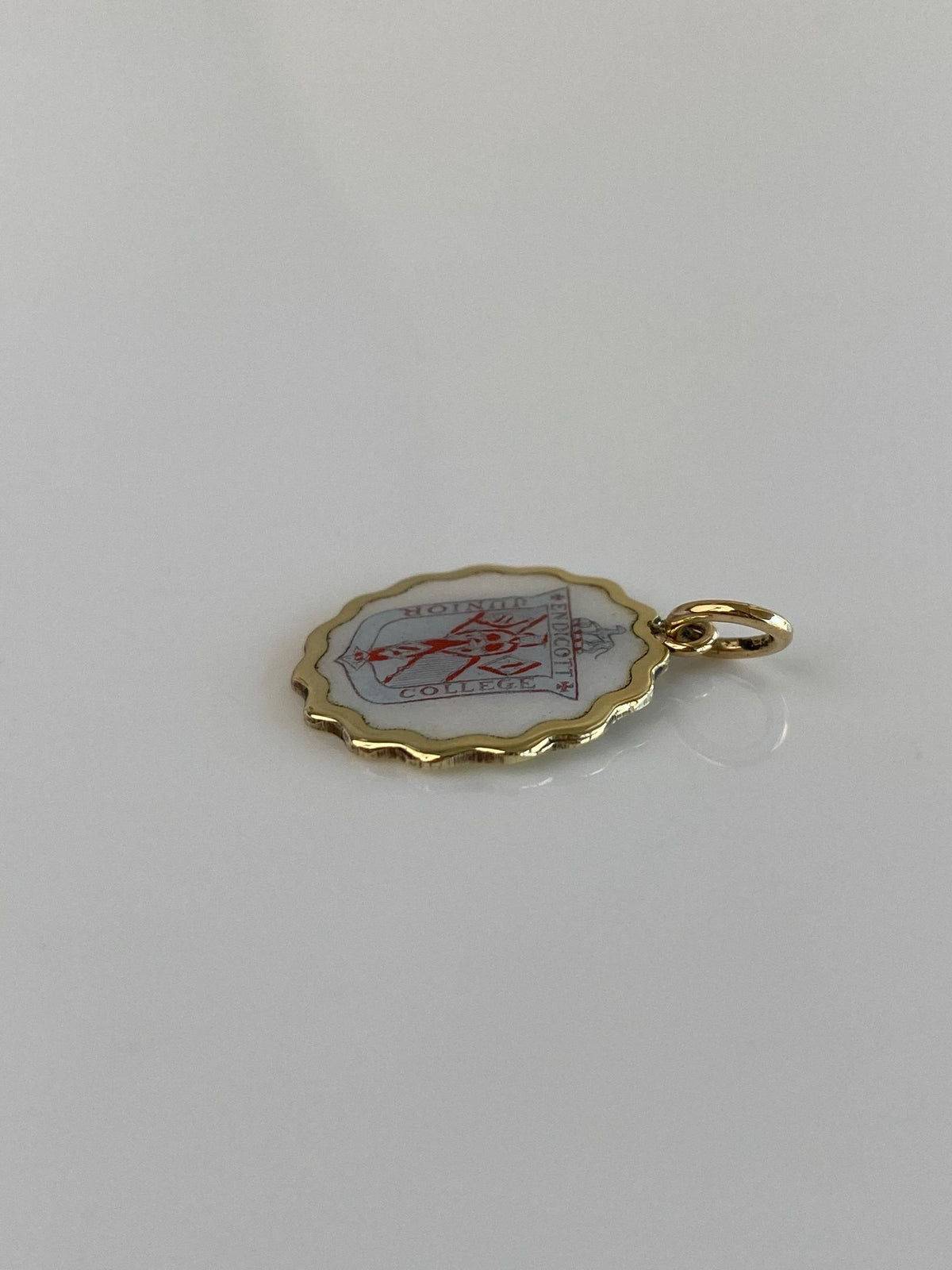 Vintage Solid 14k Yellow Gold Enamel Junior College Charm