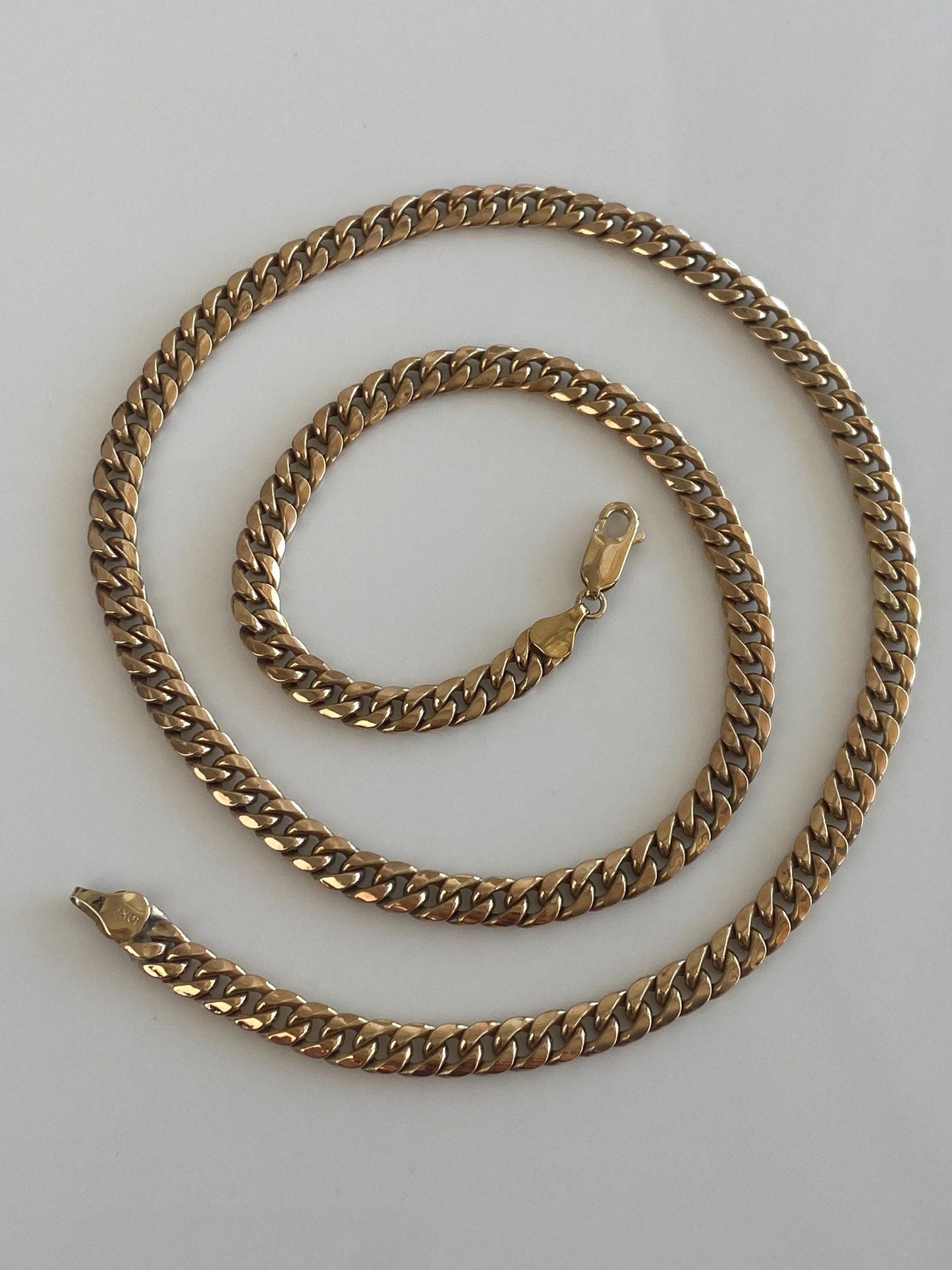 Vintage 10k Yellow Gold Chunky Curb Chain Necklace - 23 inches