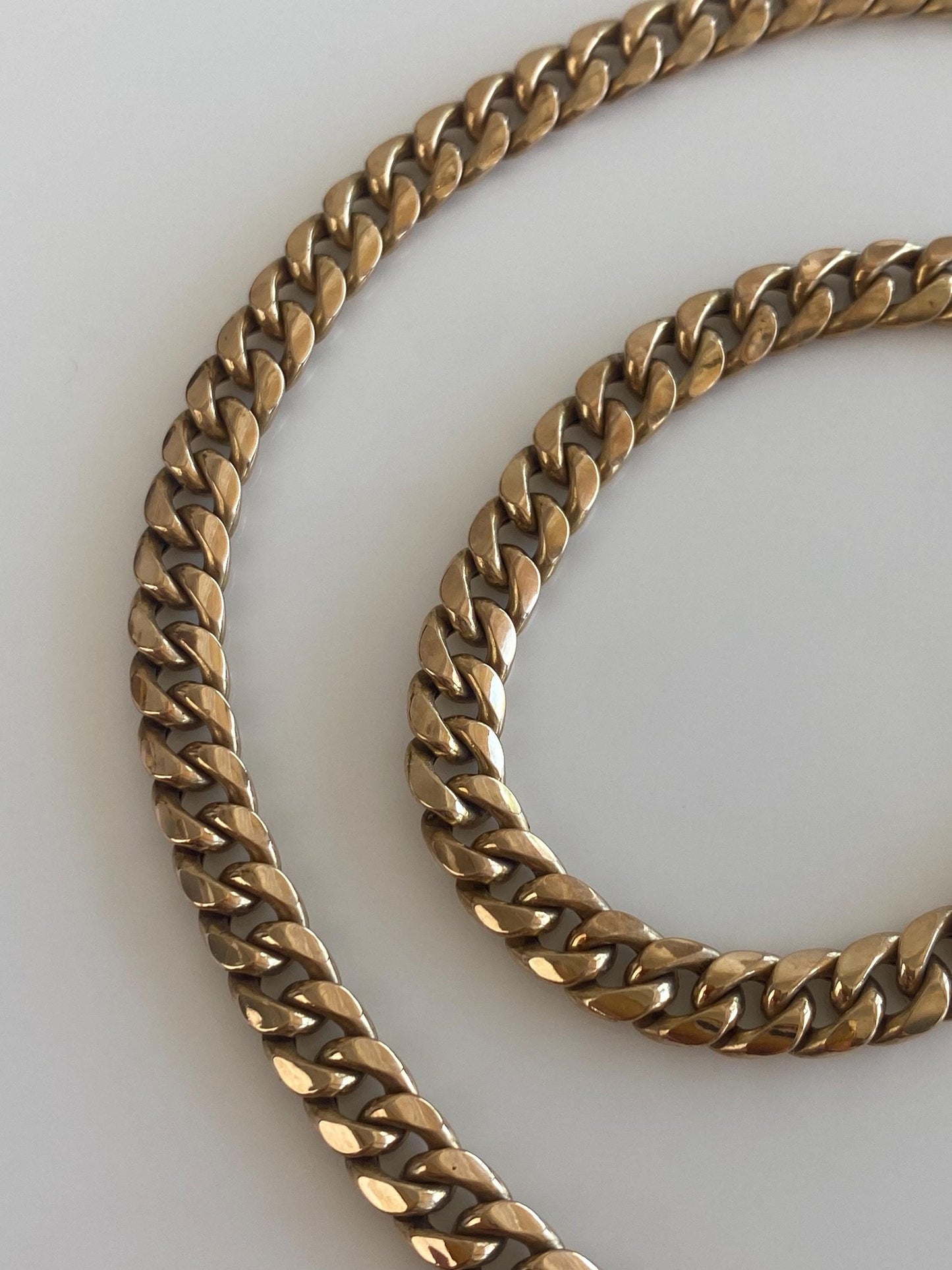 Vintage 10k Yellow Gold Chunky Curb Chain Necklace - 23 inches