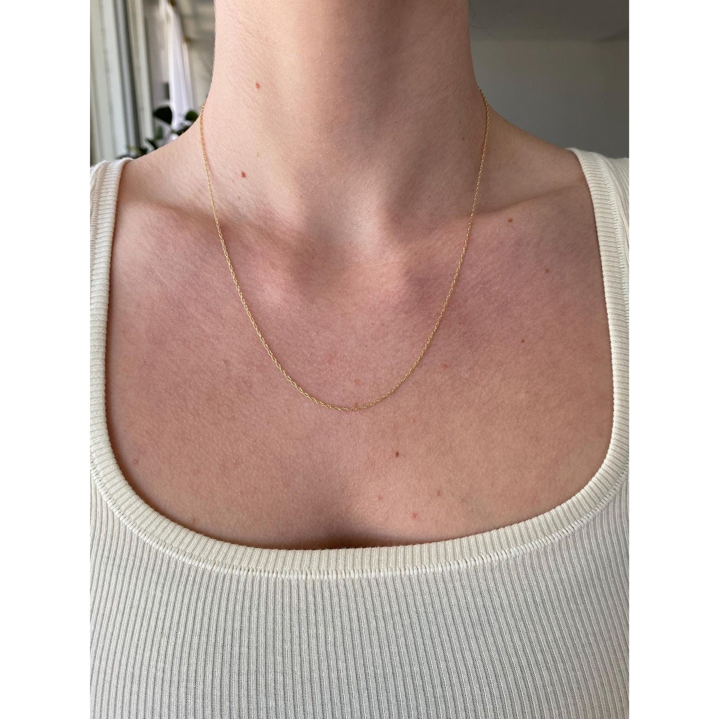 Vintage Solid 14k Yellow Gold Dainty Chain Necklace - 18.75 inches