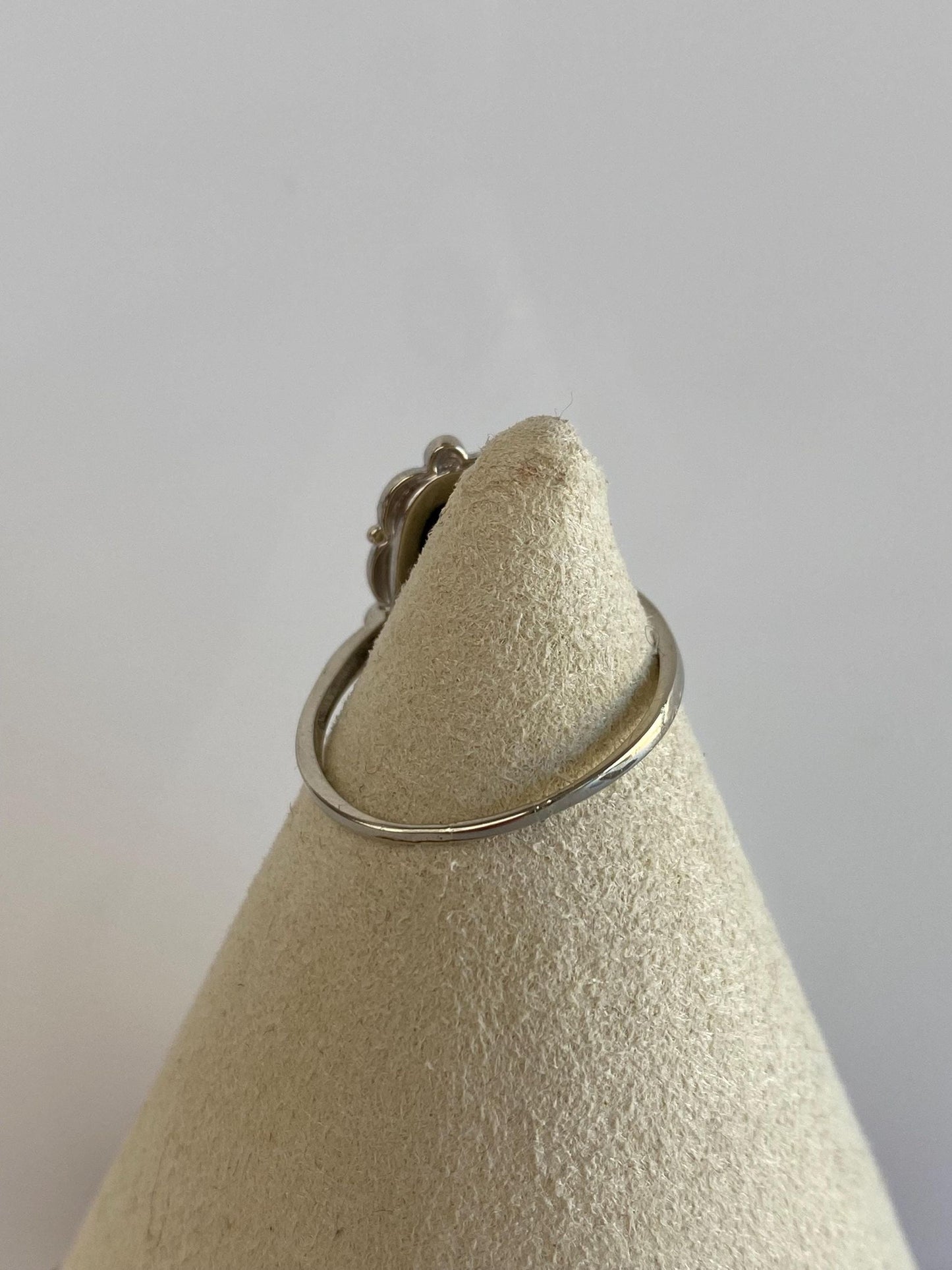 Vintage Solid 10k White Gold Onyx Diamond Ring - Size 8