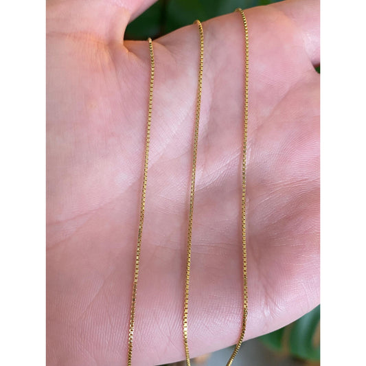 Vintage Solid 14k Yellow Gold Box Chain Necklace - 16.25 inches