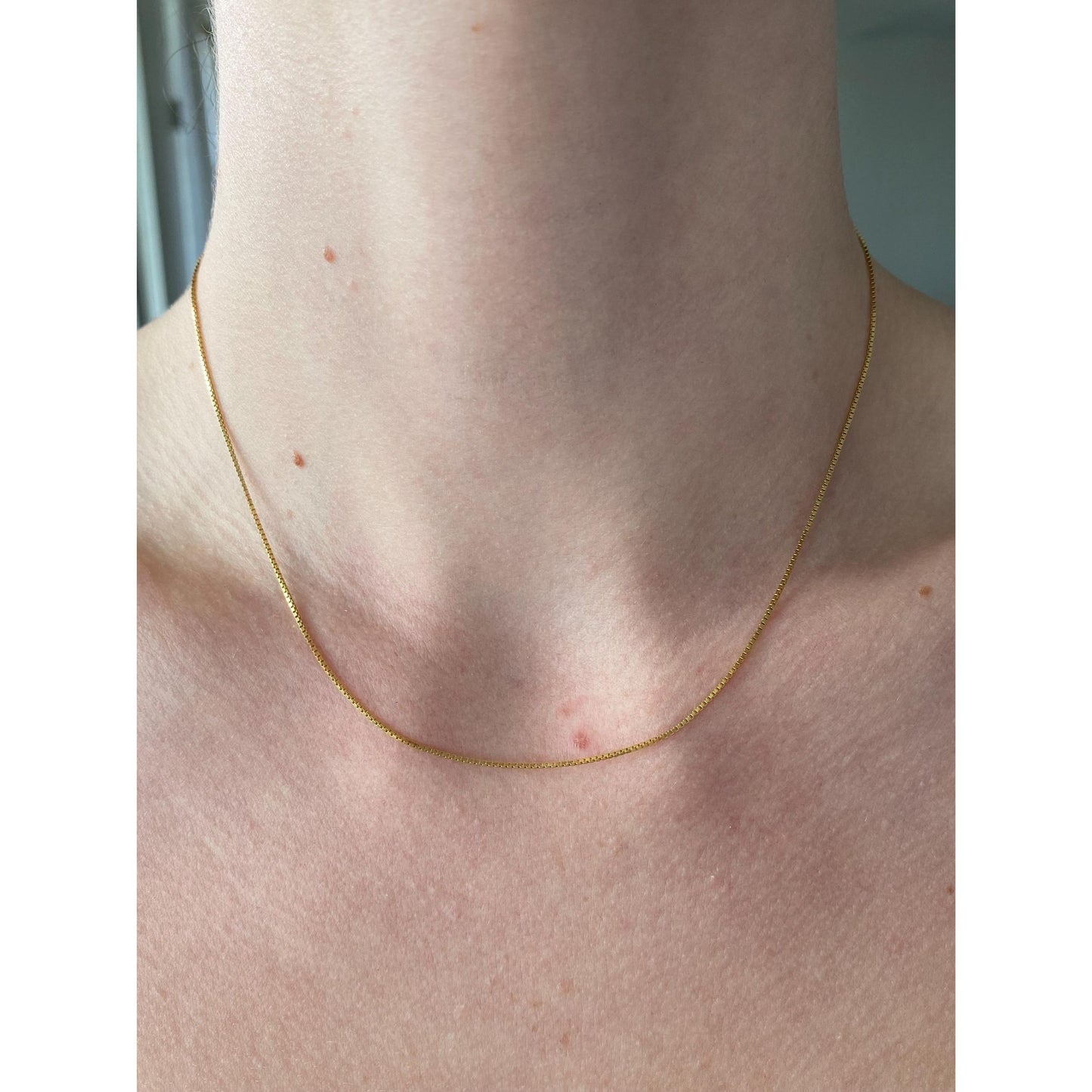 Vintage Solid 14k Yellow Gold Box Chain Necklace - 16.25 inches