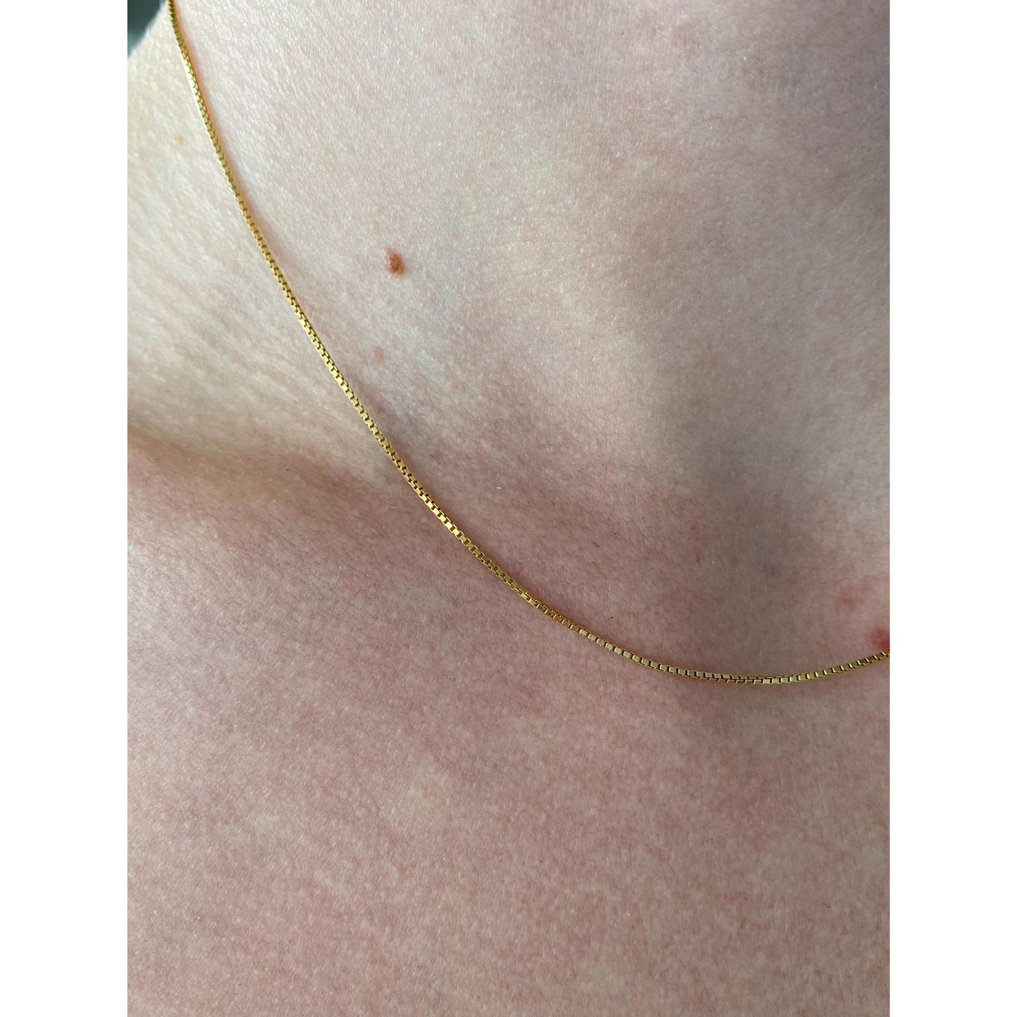 Vintage Solid 14k Yellow Gold Box Chain Necklace - 16.25 inches