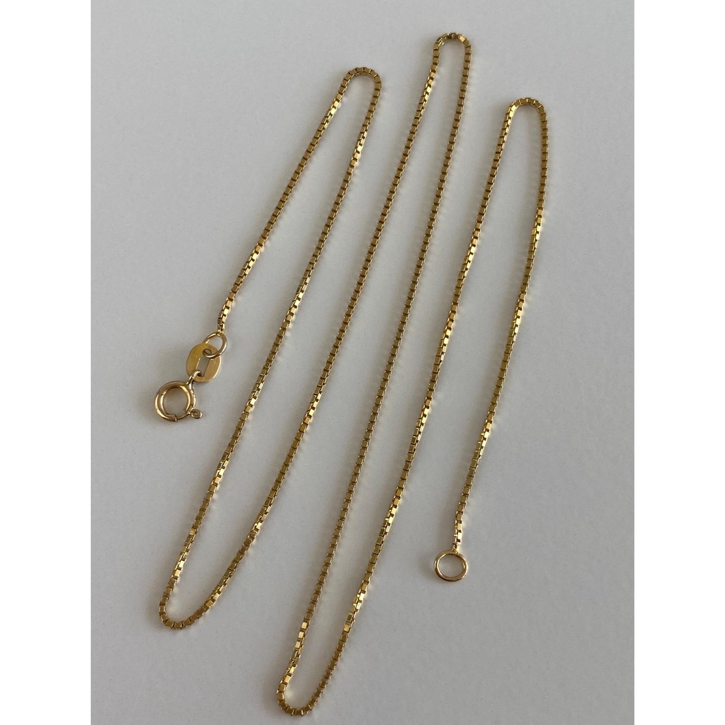 Vintage Solid 14k Yellow Gold Box Chain Necklace - 16.25 inches