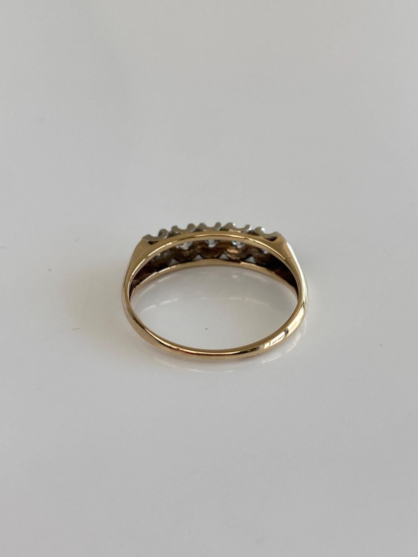 Vintage Solid 14k White & Yellow Gold Diamond Ring Band - Size 6