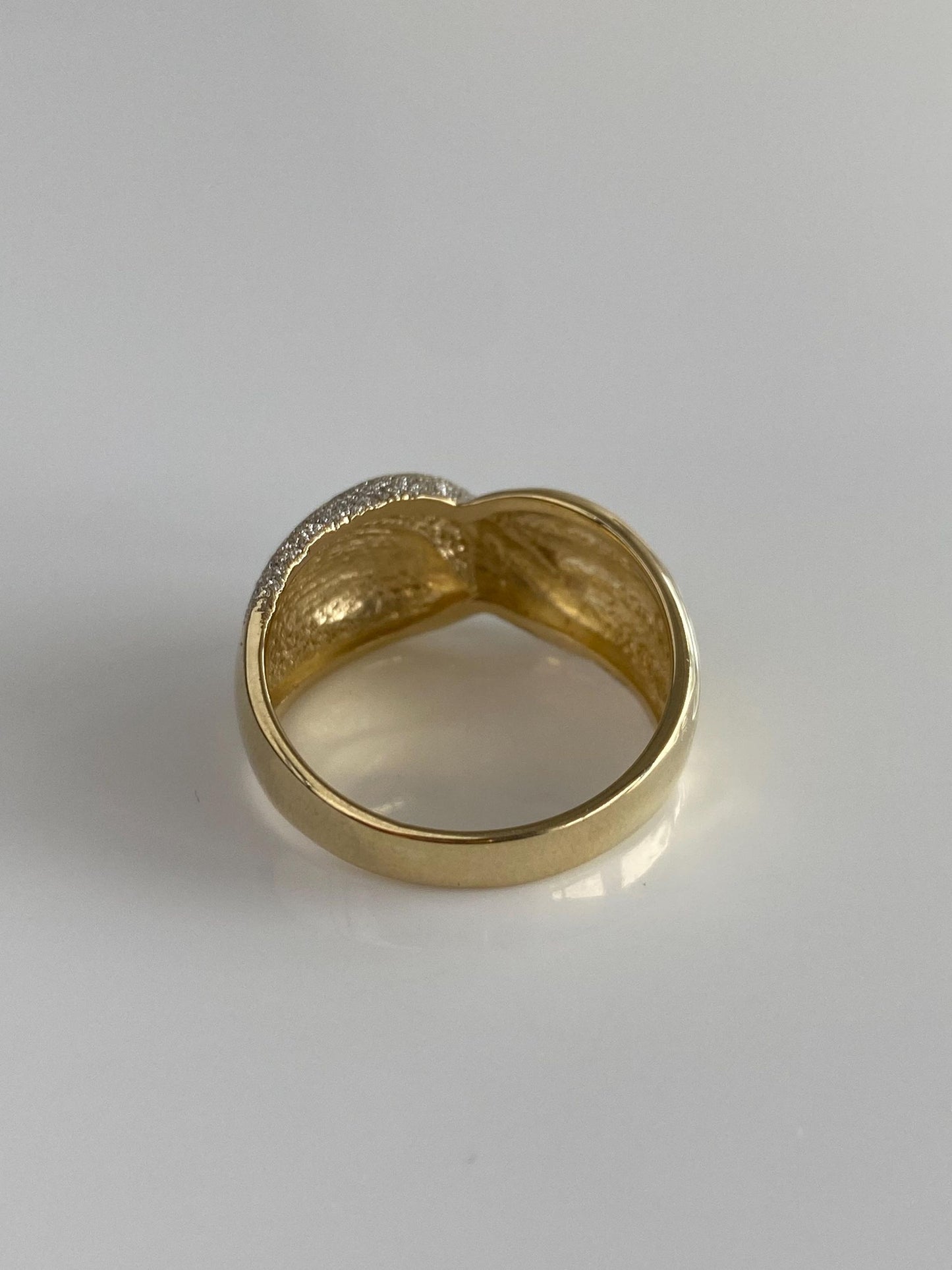 Vintage Solid 14k White & Yellow Gold Sparkly Twist Ring - Size 9