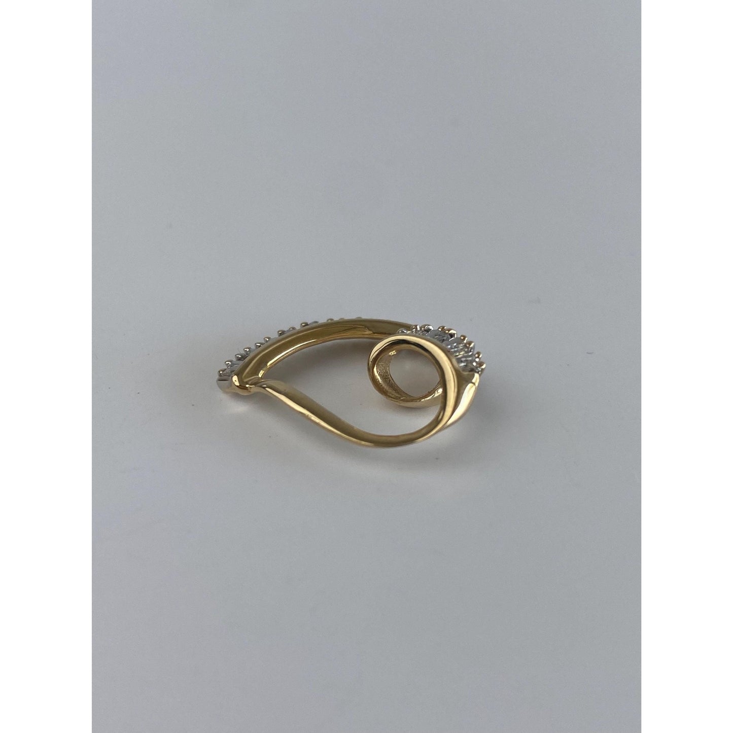 Vintage Solid 14k White & Yellow Gold Diamond Heart Slide Charm
