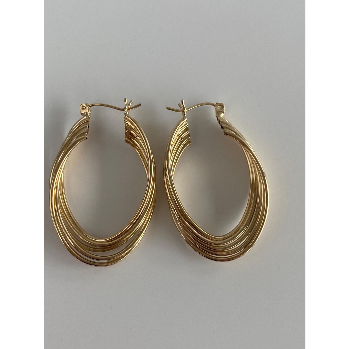 Vintage 14k Yellow Gold Layered Oval Hoop Earrings