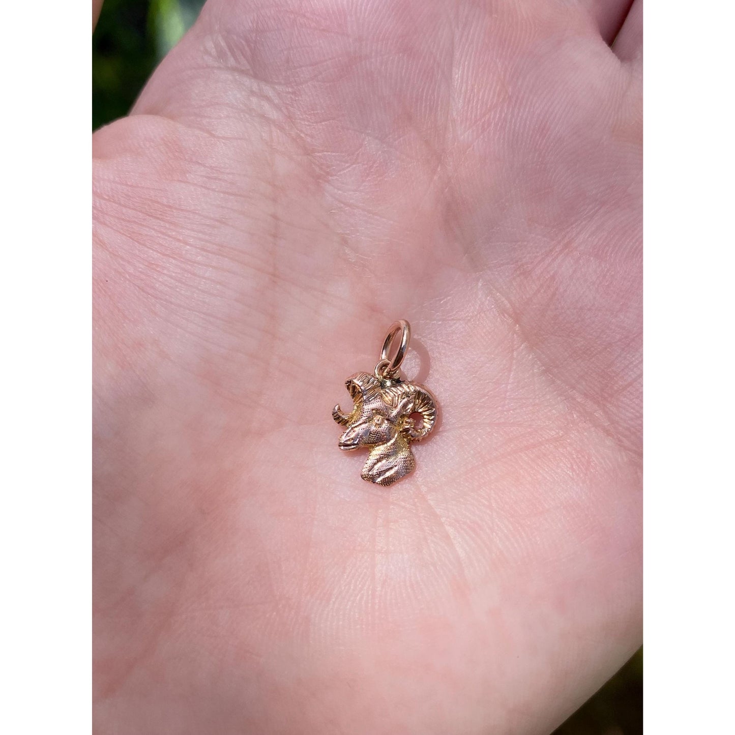 Vintage Solid 10k Rosey Gold Ram Head Charm