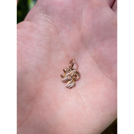 Vintage Solid 10k Rosey Gold Ram Head Charm