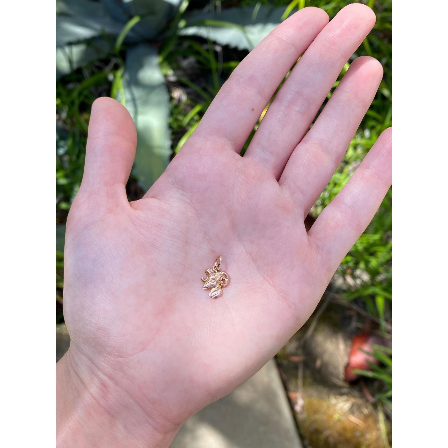 Vintage Solid 10k Rosey Gold Ram Head Charm