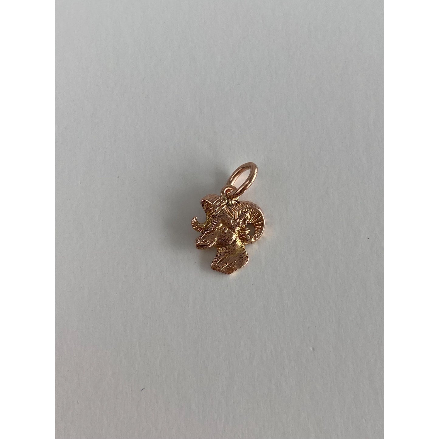 Vintage Solid 10k Rosey Gold Ram Head Charm