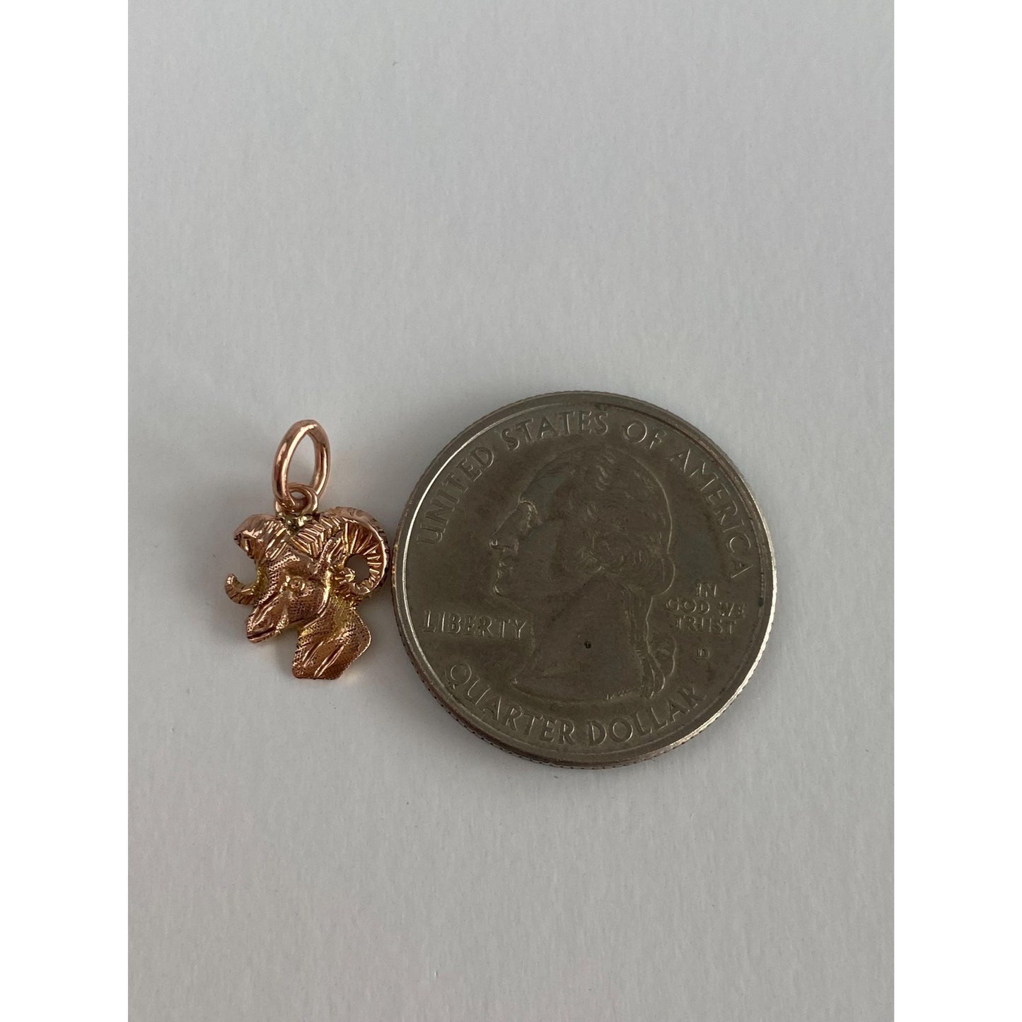 Vintage Solid 10k Rosey Gold Ram Head Charm