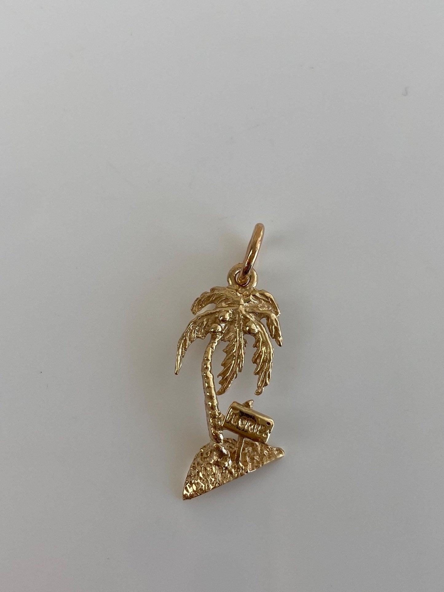 Vintage Solid 14k Yellow Gold Florida Palm Tree Charm