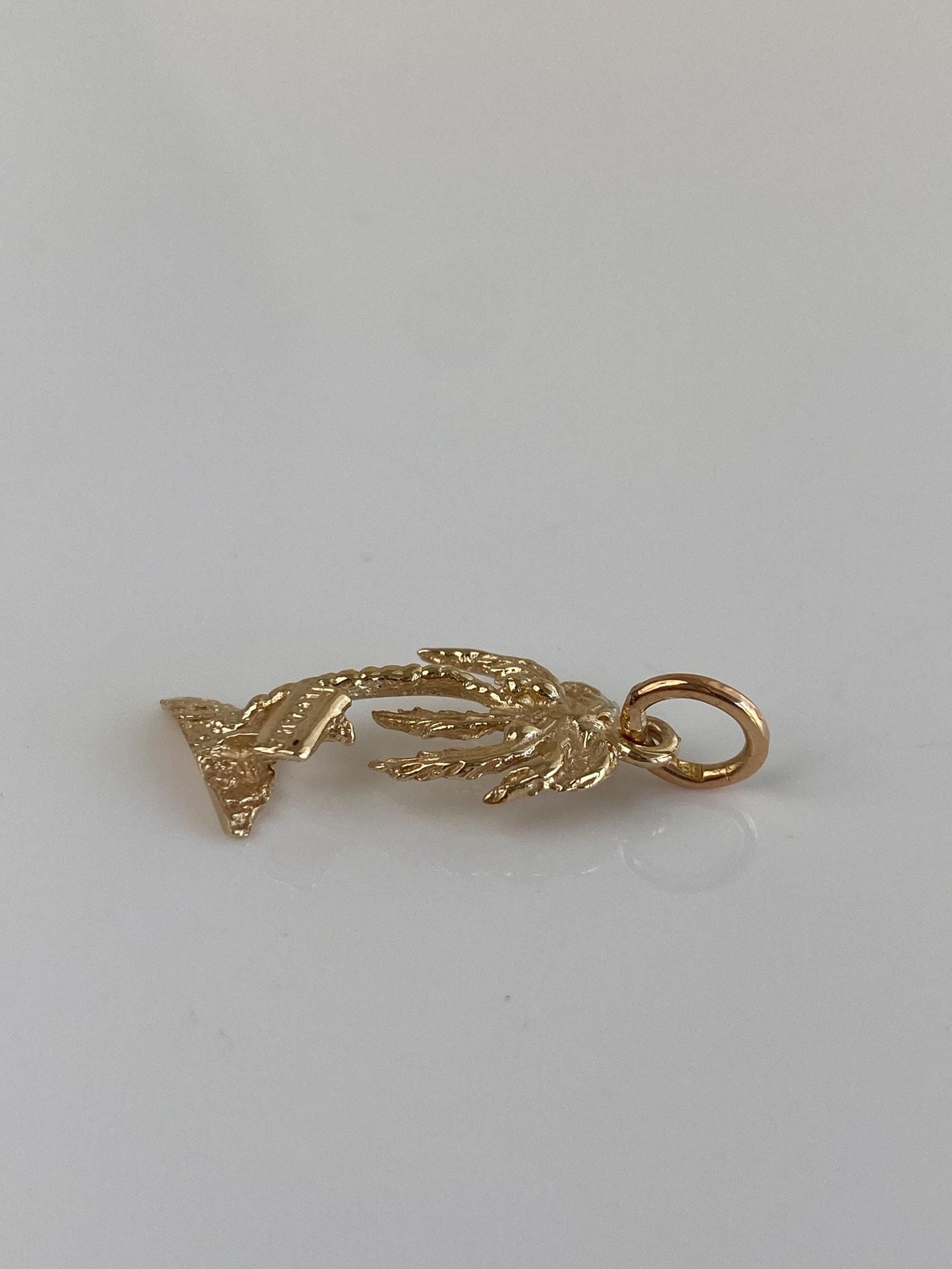 Vintage Solid 14k Yellow Gold Florida Palm Tree Charm