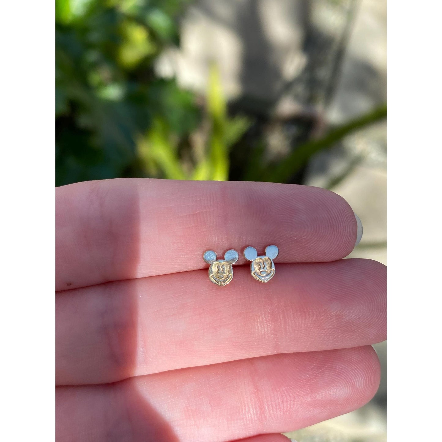 Vintage Solid 14k Yellow Gold Mickey Mouse Stud Earrings