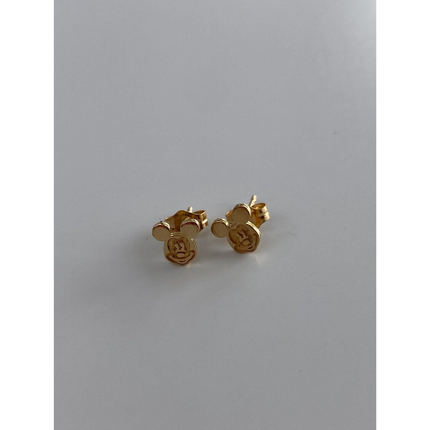 Vintage Solid 14k Yellow Gold Mickey Mouse Stud Earrings