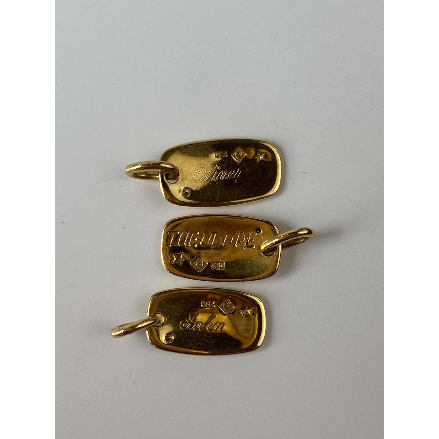 Vintage Solid 14k Yellow Gold Diamond Little Boy Name Charms