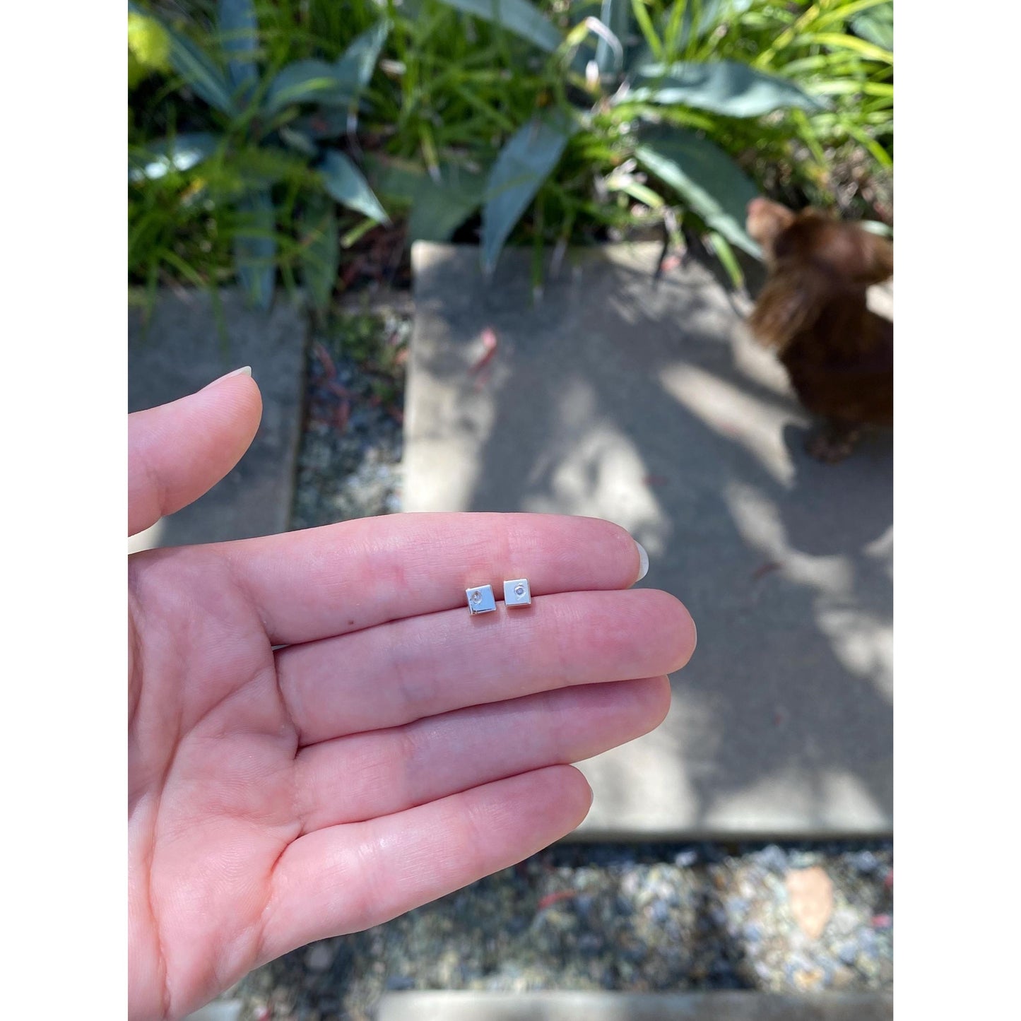 Vintage 14k Yellow Gold Square Block Stud Earrings