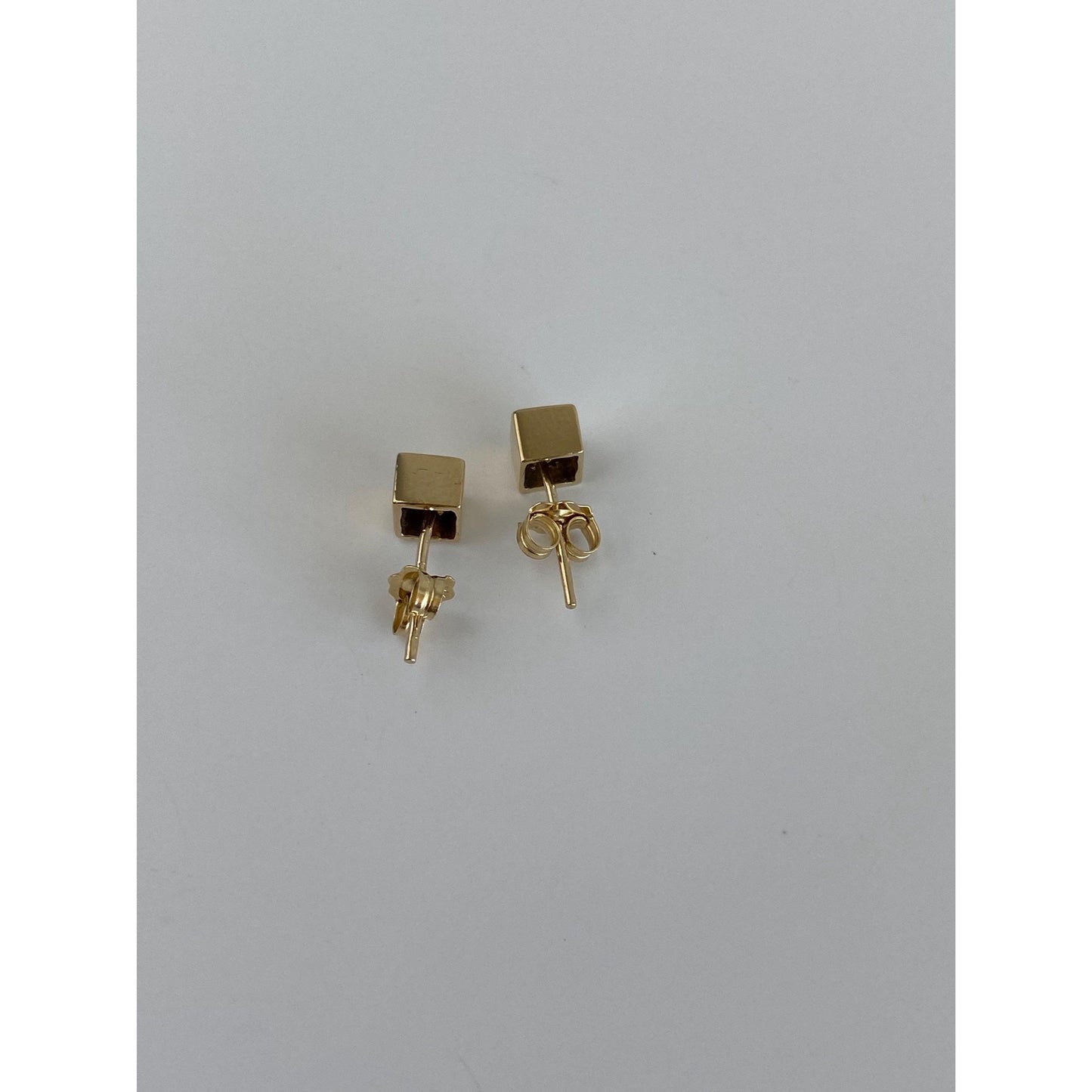 Vintage 14k Yellow Gold Square Block Stud Earrings
