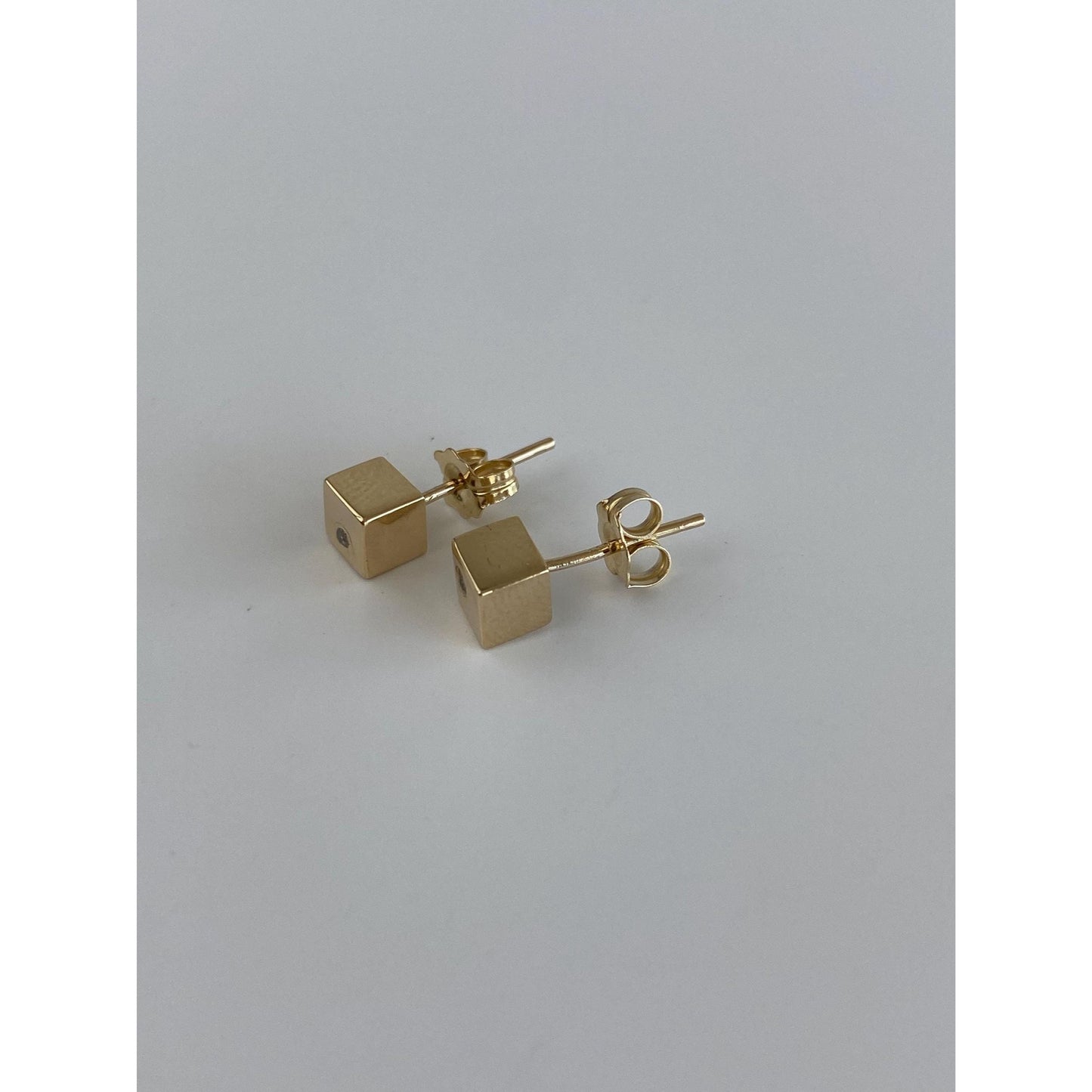 Vintage 14k Yellow Gold Square Block Stud Earrings
