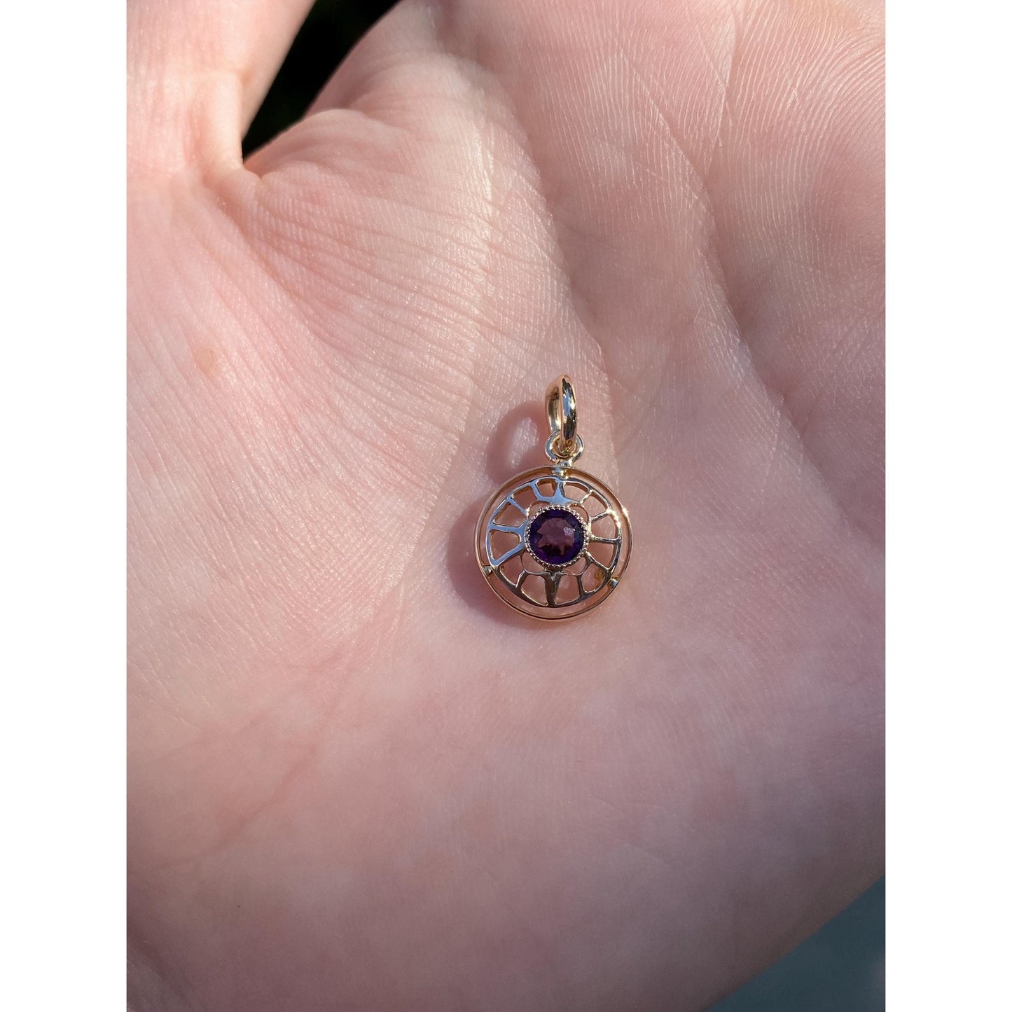 Vintage Solid 10k Yellow Gold Purple Cubic Zirconia Stick Pin Conversion Charm