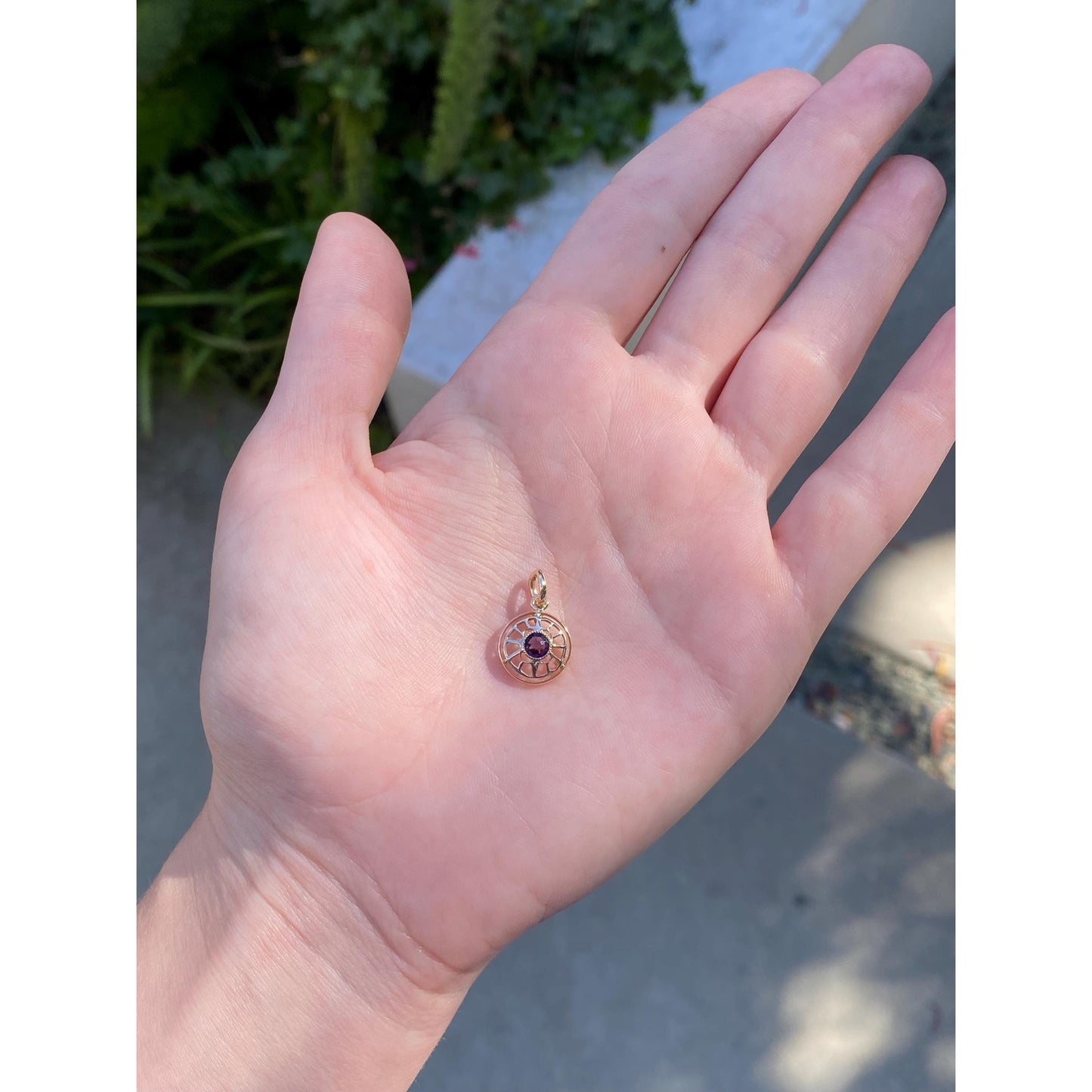 Vintage Solid 10k Yellow Gold Purple Cubic Zirconia Stick Pin Conversion Charm