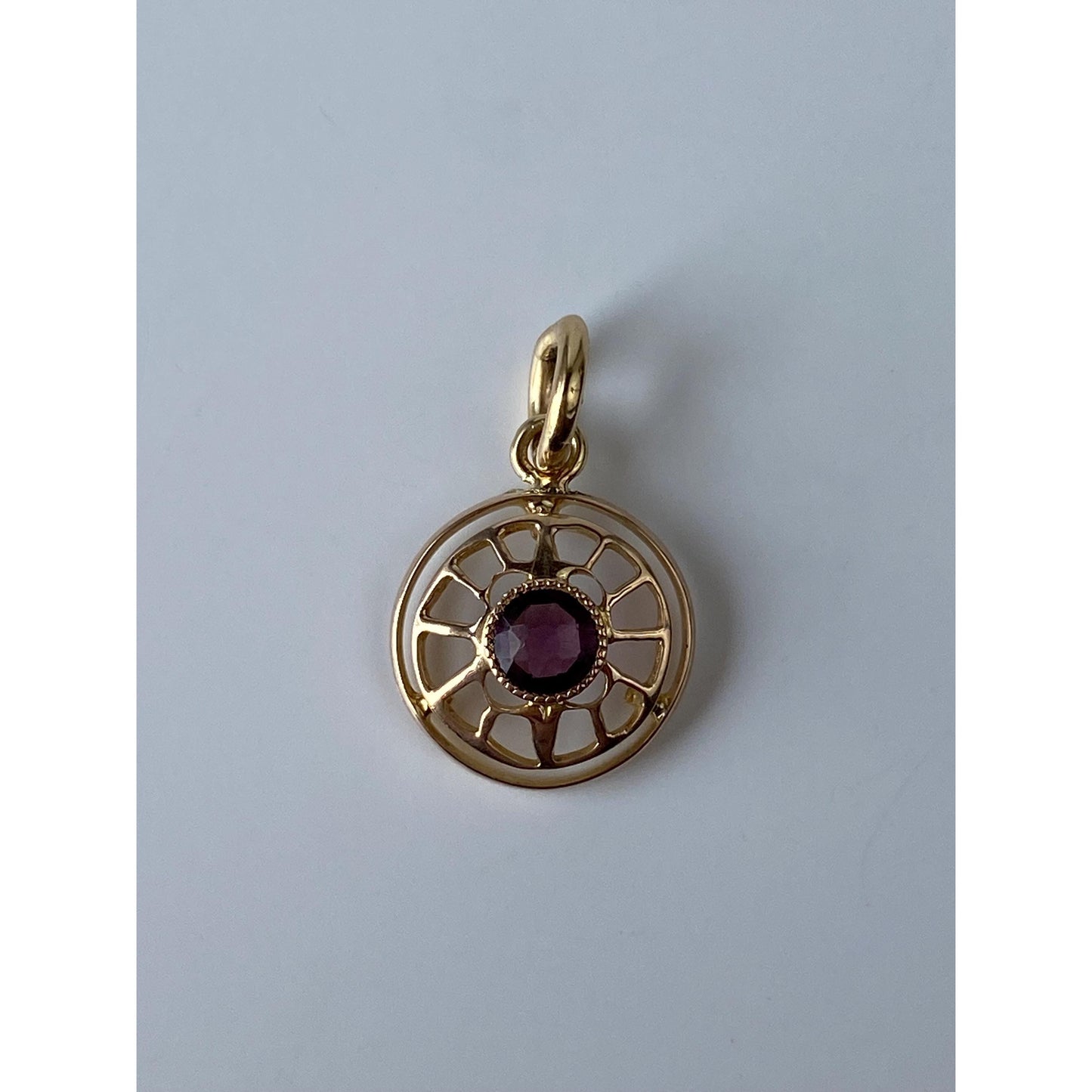 Vintage Solid 10k Yellow Gold Purple Cubic Zirconia Stick Pin Conversion Charm