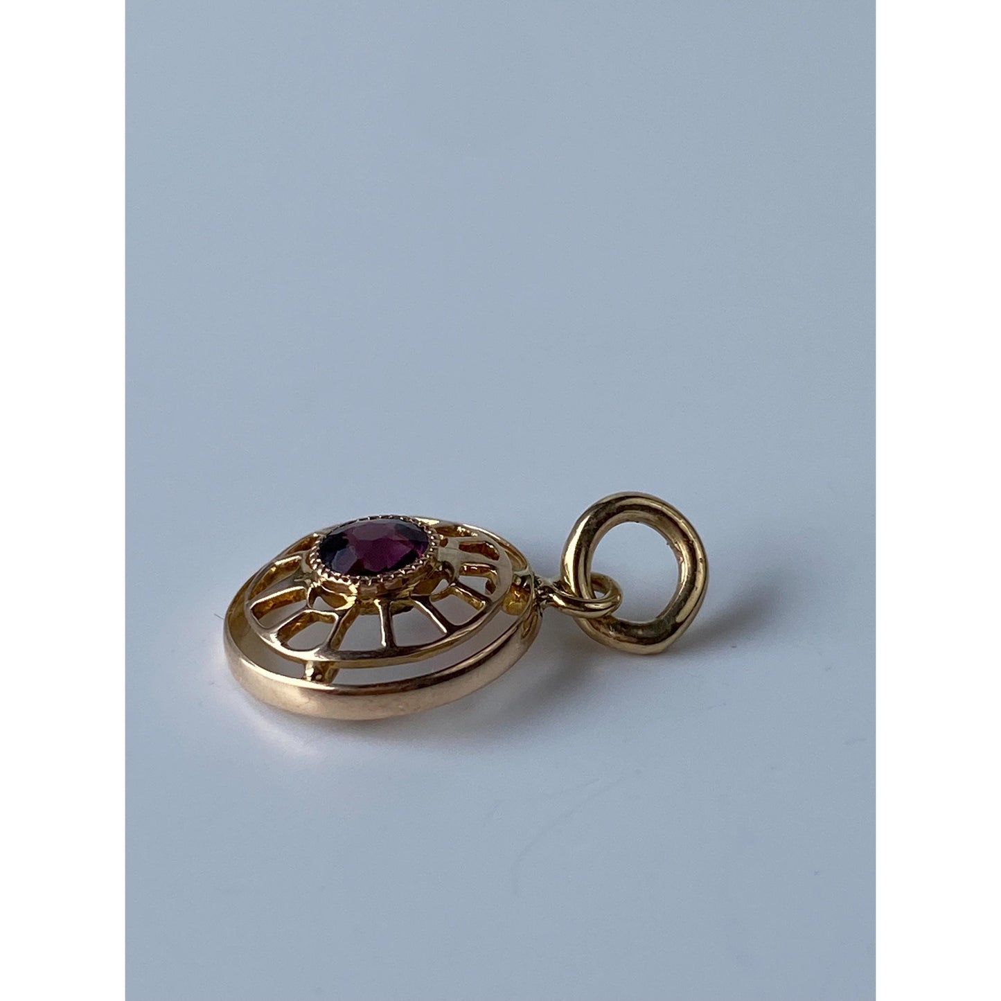 Vintage Solid 10k Yellow Gold Purple Cubic Zirconia Stick Pin Conversion Charm