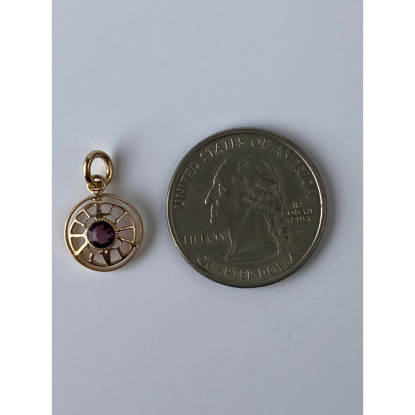 Vintage Solid 10k Yellow Gold Purple Cubic Zirconia Stick Pin Conversion Charm