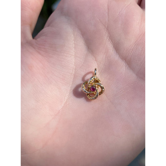 Vintage Solid 14k Yellow Gold Pink Spinel Knot Stick Pin Conversion Charm