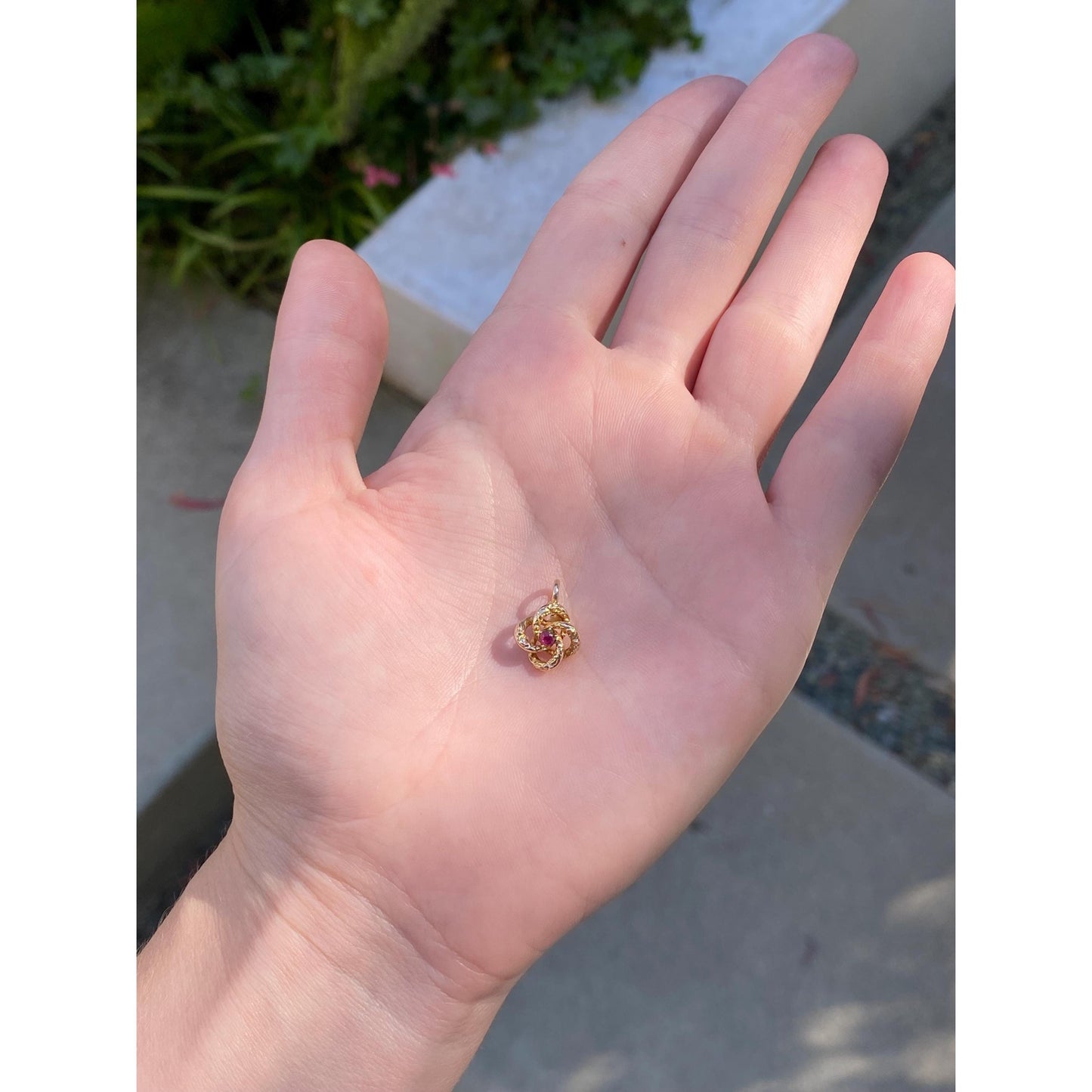 Vintage Solid 14k Yellow Gold Pink Spinel Knot Stick Pin Conversion Charm