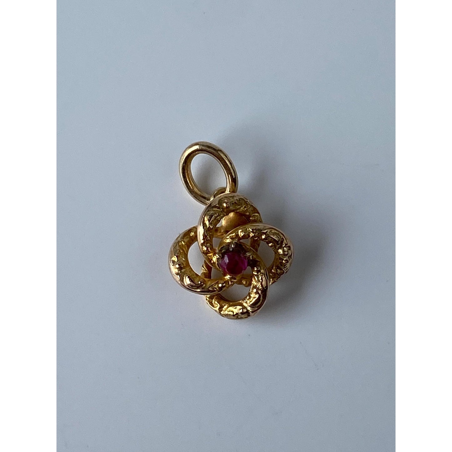 Vintage Solid 14k Yellow Gold Pink Spinel Knot Stick Pin Conversion Charm