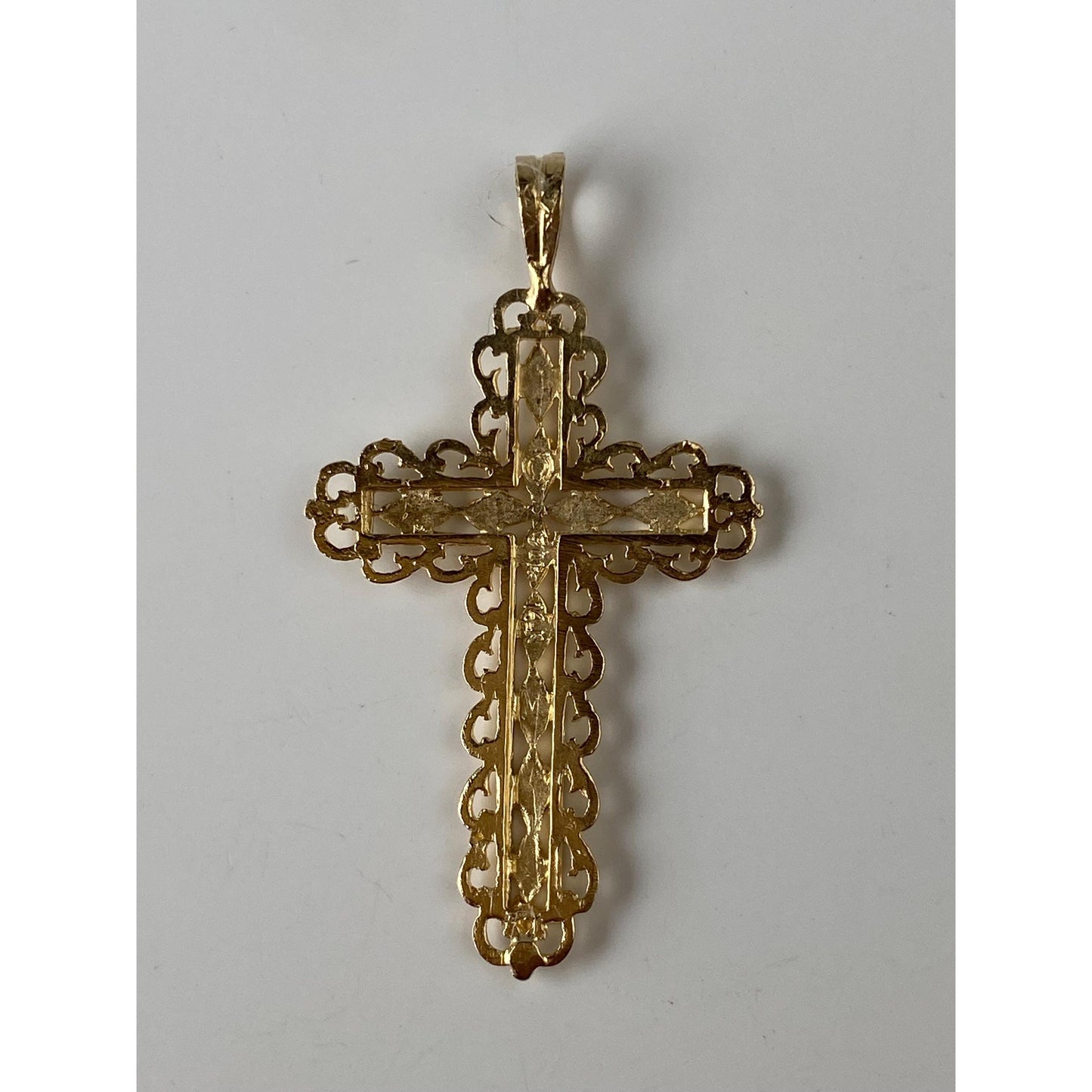 Vintage Solid 14k Yellow Gold Diamond Cut Cross Charm