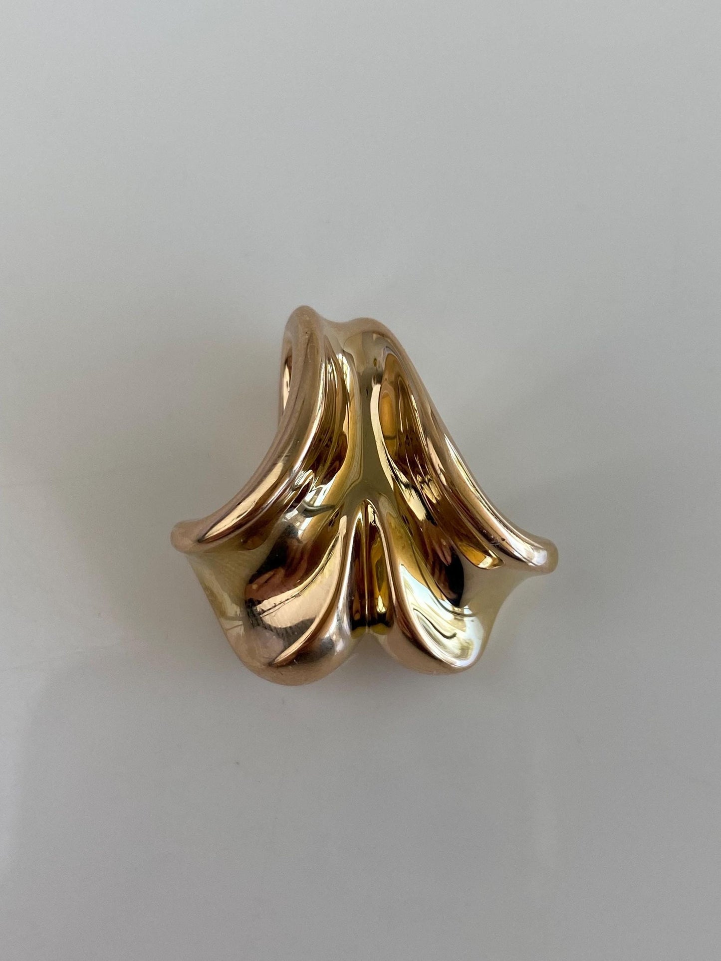 Vintage 14k Yellow Gold Flared Scalloped Slide Charm