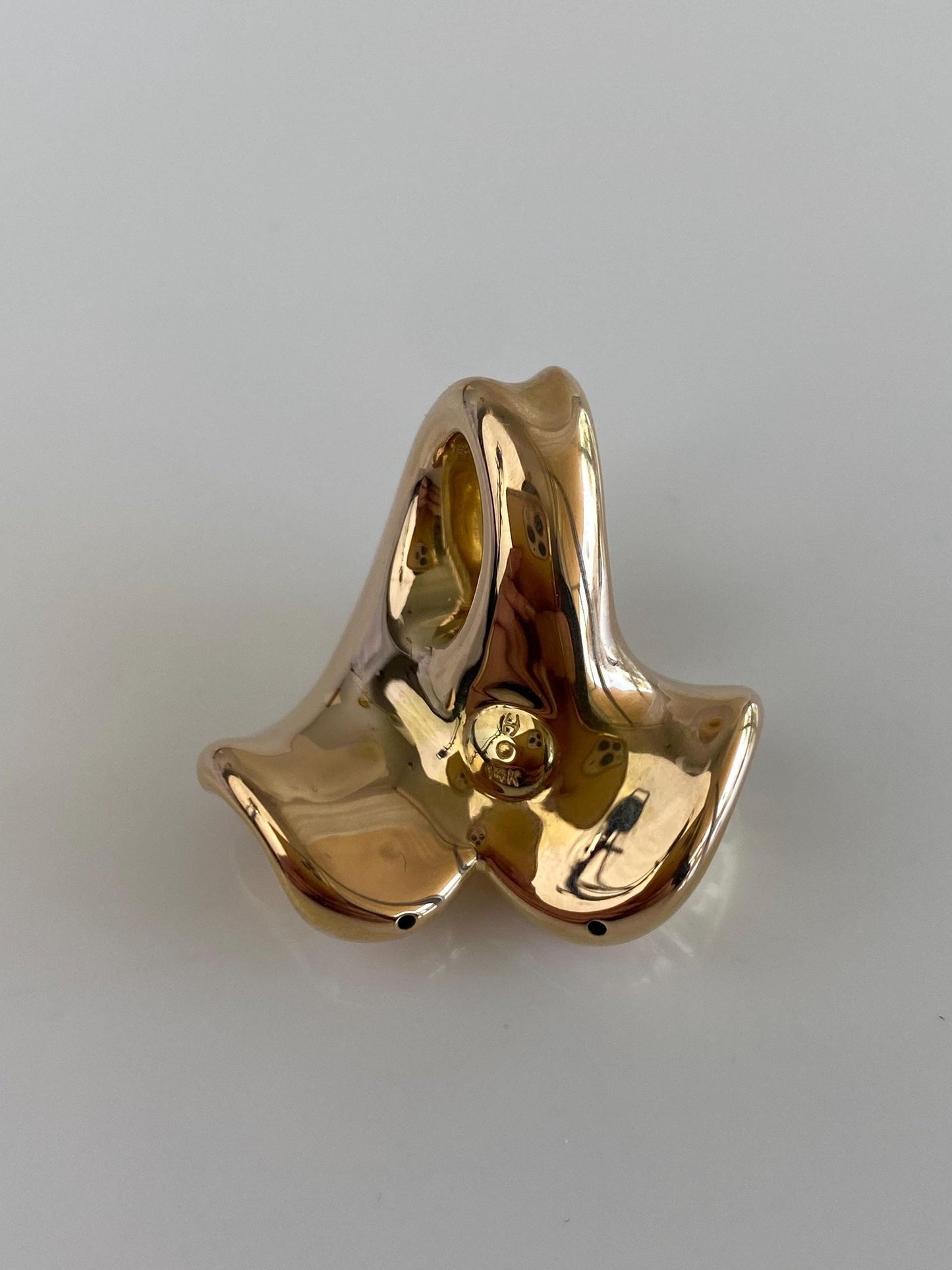 Vintage 14k Yellow Gold Flared Scalloped Slide Charm